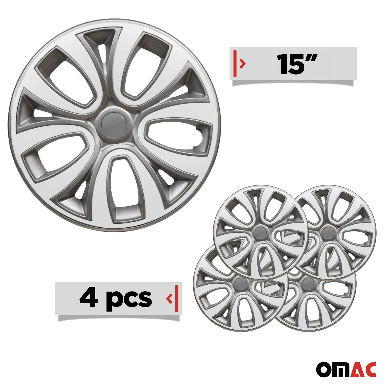 4x Radblenden Radkappen Radzierblenden für 15" Zoll Stahlfelgen Silber weiß - Image 3
