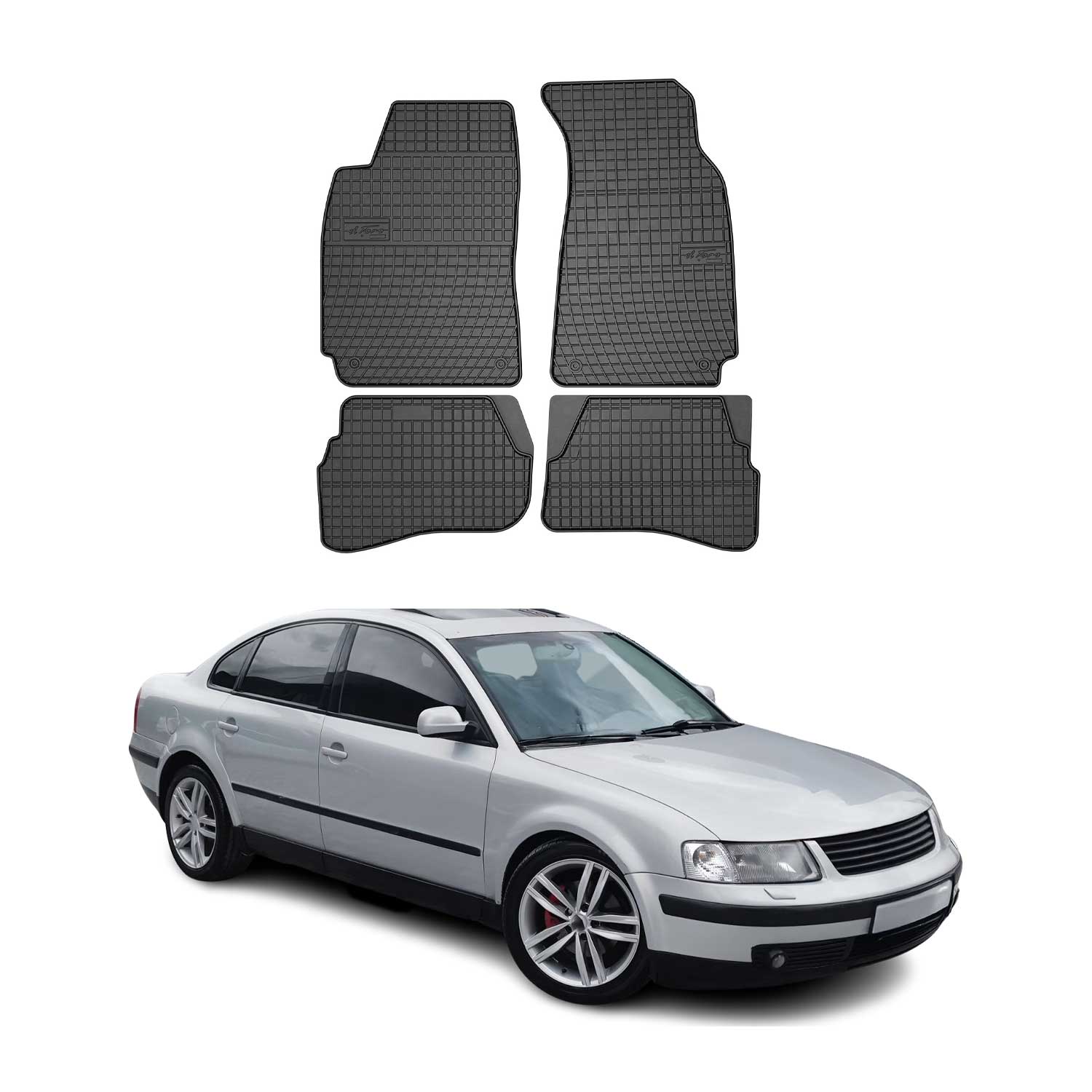 OMAC Gummi Fußmatten für VW Passat B5 1997-2005 Automatten Gummi Schwarz 4tlg
