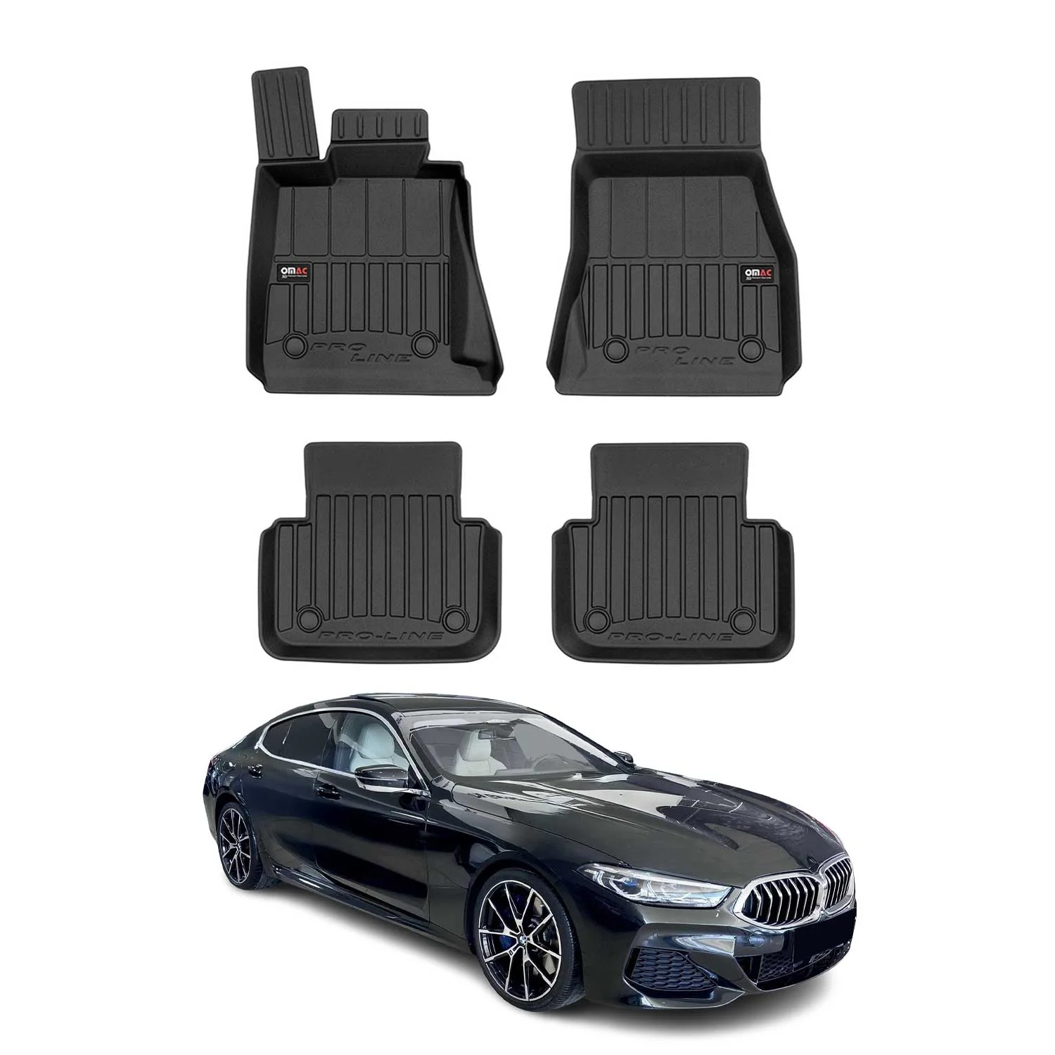 OMAC Gummi Fußmatten für BMW 8er Gran Coupe G16 2019-2026 Premium TPE Schwarz 4x