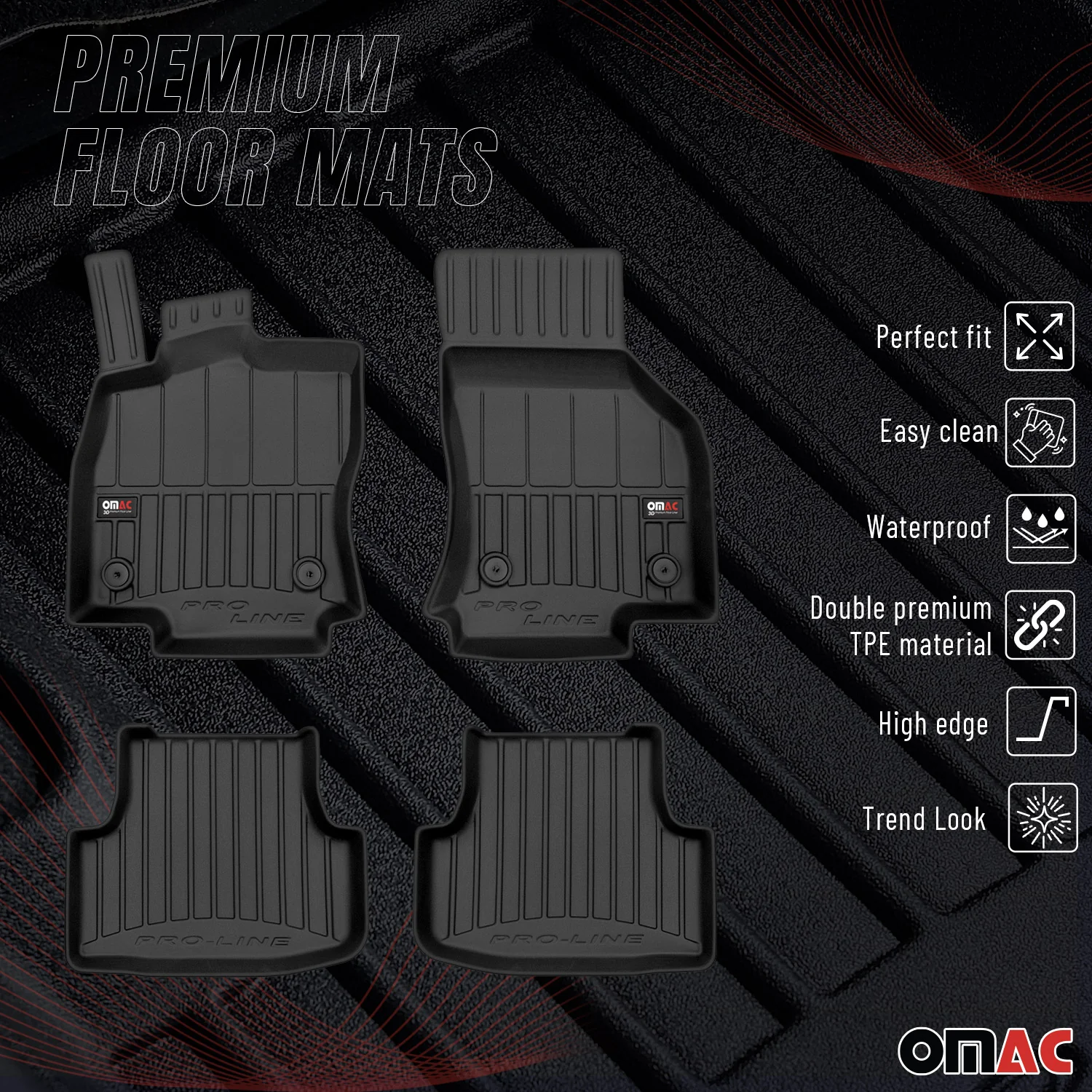 Fußmatten Gummimatten für Audi A3 8Y Limo A3 Sportback 2020-26 OMAC Premium 4tlg - Image 2