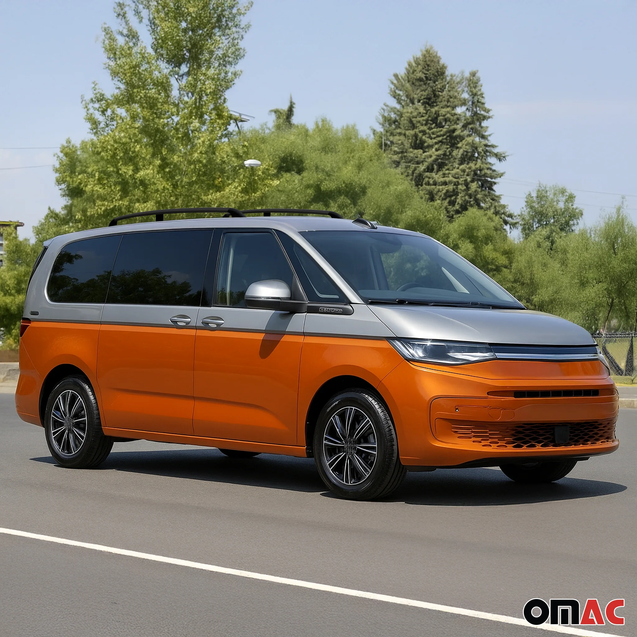 Dachreling für VW Multivan T7 2021-2026 Langer L2 Alu Schwarz 2 tlg - Image 2