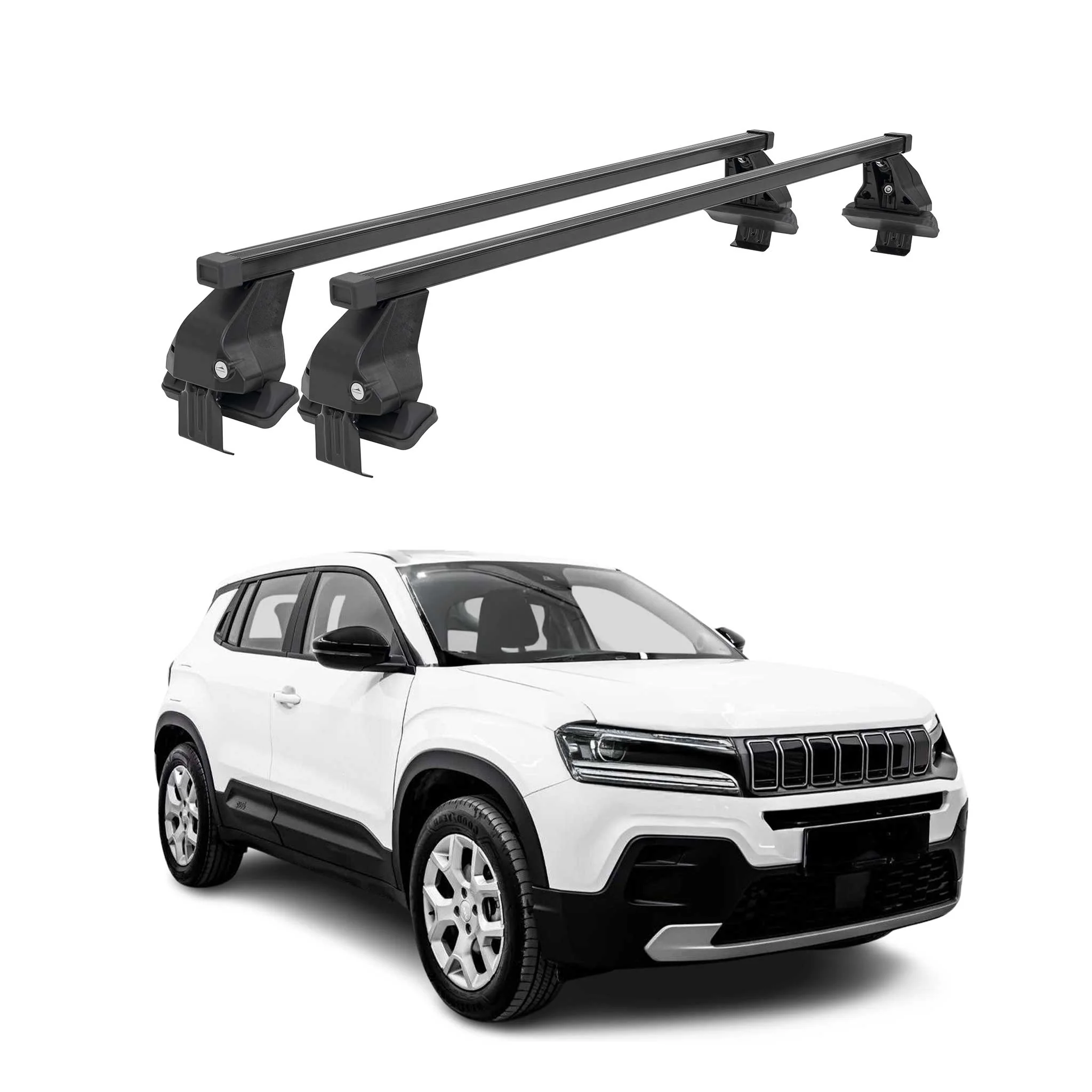 Menabo Dachträger Grundtäger für Jeep Avenger 2023-2026 50kg Stahl Schwarz 2 tlg