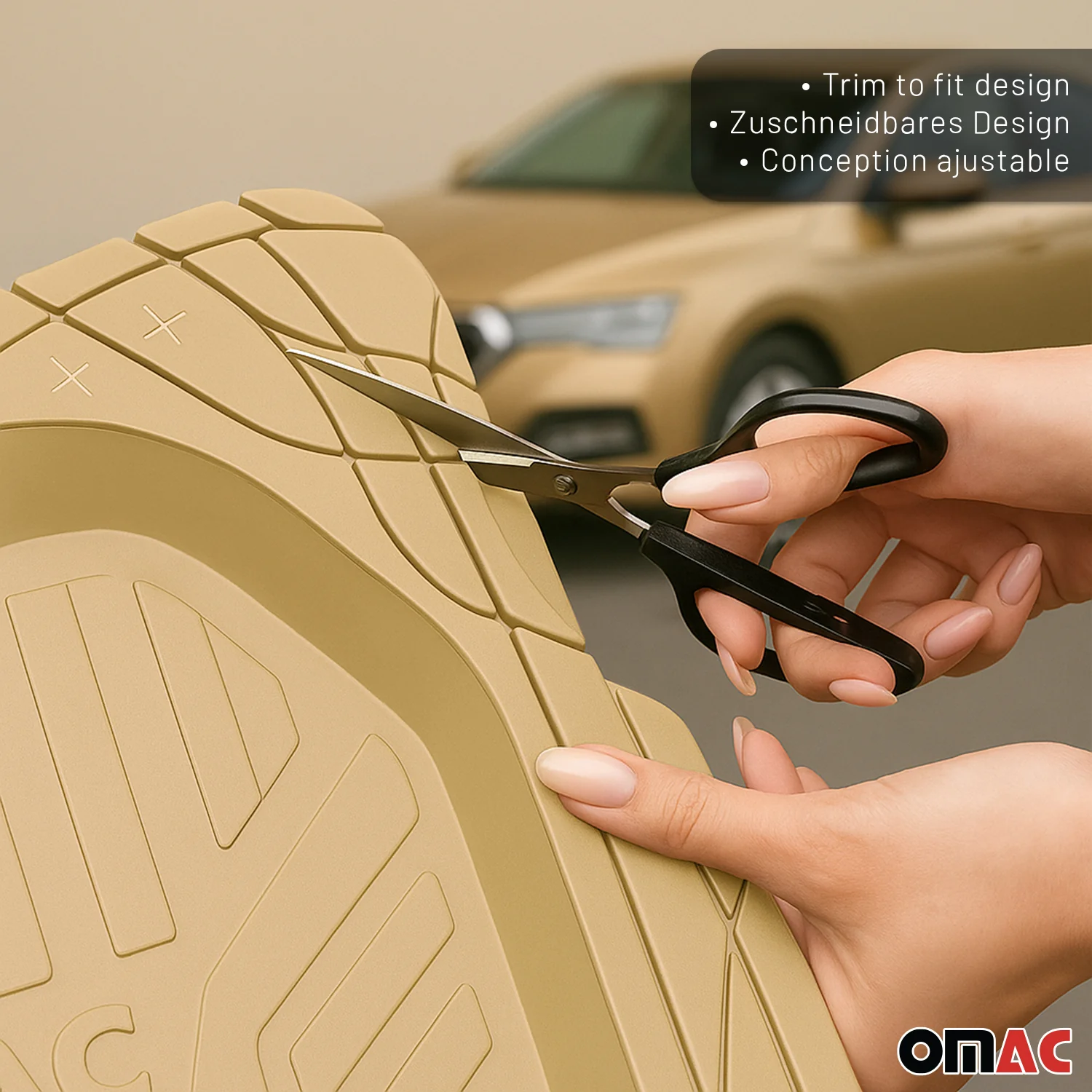Fußmatten Automatten für Skoda Elroq 2024-2026 3D Passform Gummimatten Beige - Image 5
