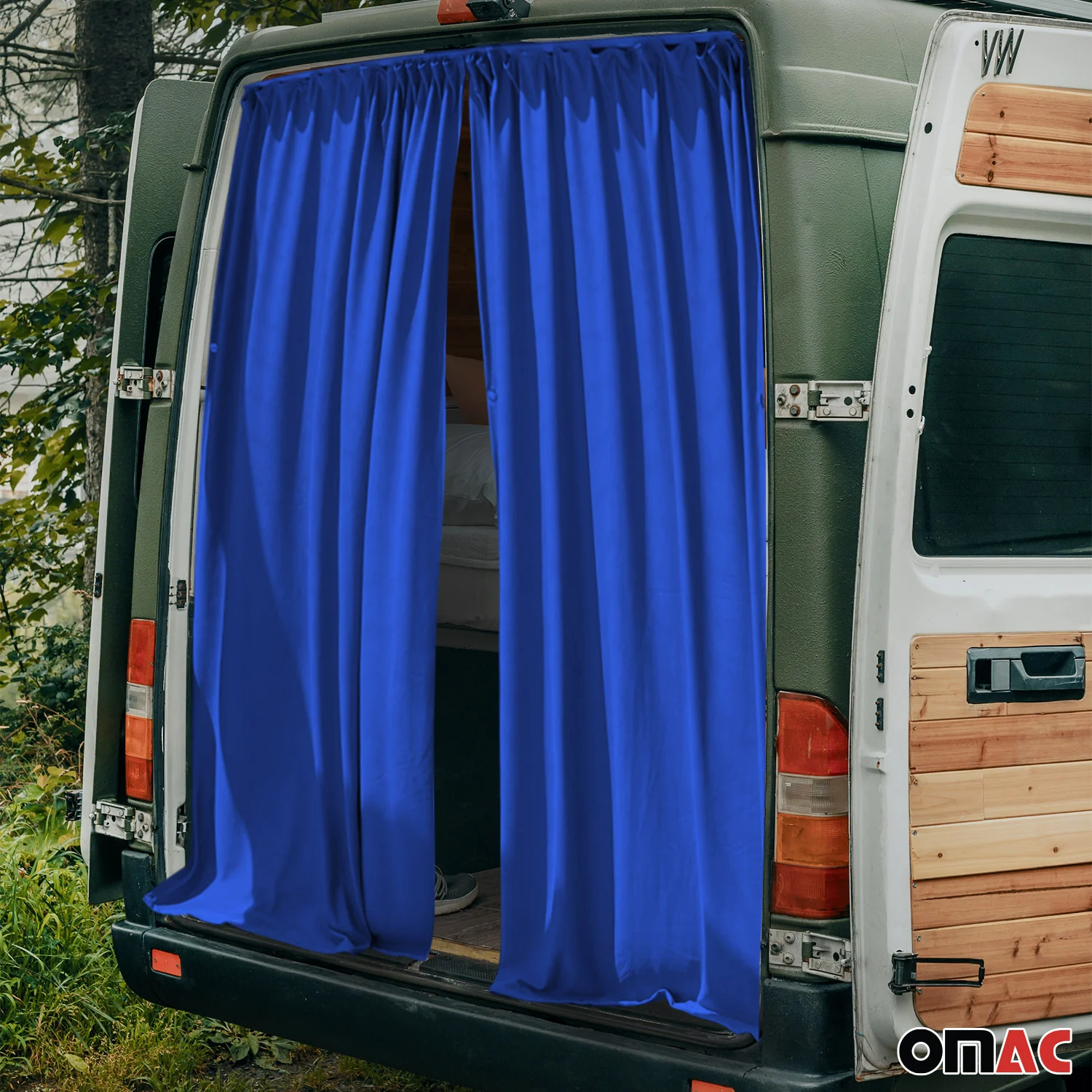 Maß Gardinen Sonnenschutz für Opel Zafira Life Heckklappe Vorhänge Dunkelblau - Image 2