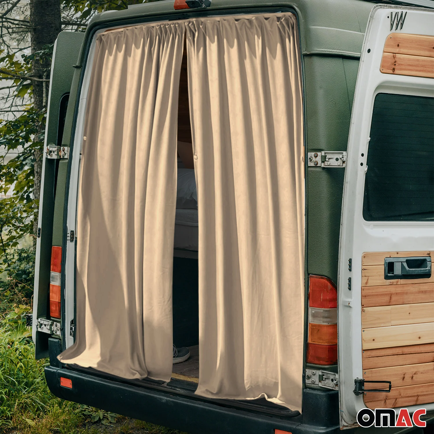 Maß Gardinen Sonnenschutz für Opel Vivaro 2001-2026 Heckklappe Vorhänge Beige - Image 2