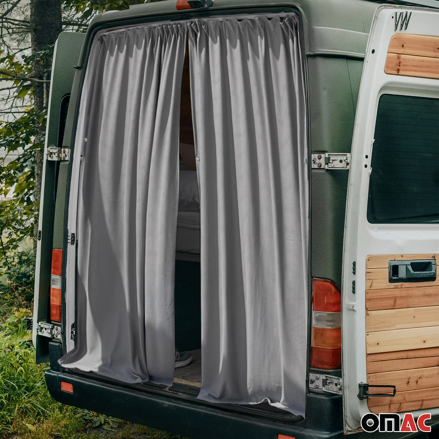Maß Gardinen Sonnenschutz für Renault Master H2 Heckklappe Vorhänge Grau - Image 2