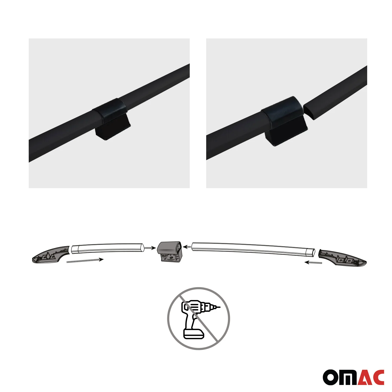 Dachreling Dachgepäckträger für Fiat Scudo 2007-2016 L2 Mitte RS Alu Schwarz - Image 4