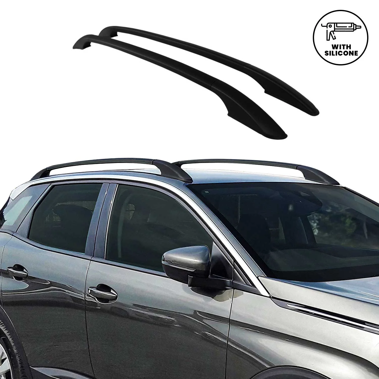 Dachreling Relingträger für Ford Fiesta mk7 2018-2023 3-Tür Aluminium Schwarz 2x - Image 5