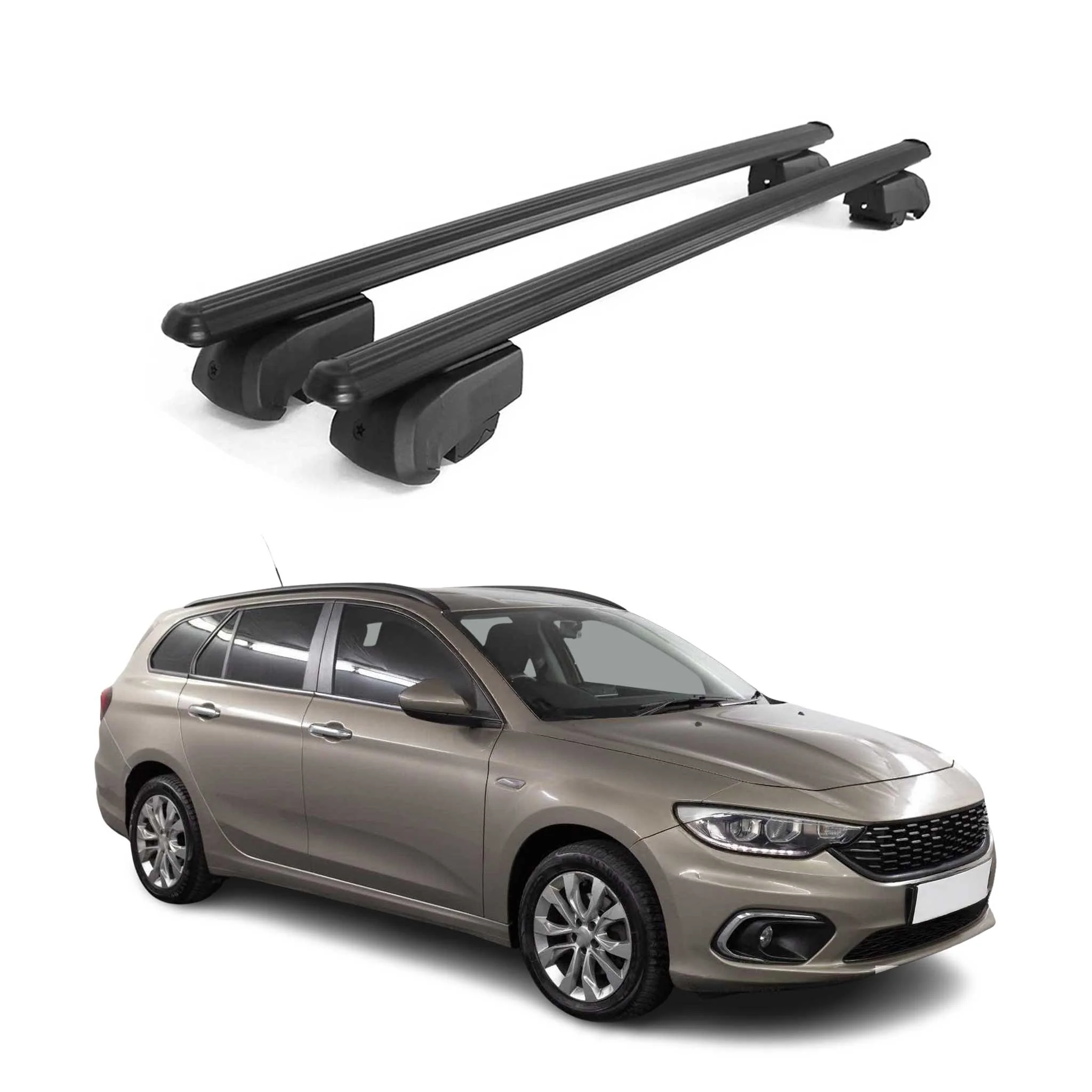 Dachträger Gepäckträger für Fiat Tipo Kombi 2015-2020 ABE Aluminium Schwarz