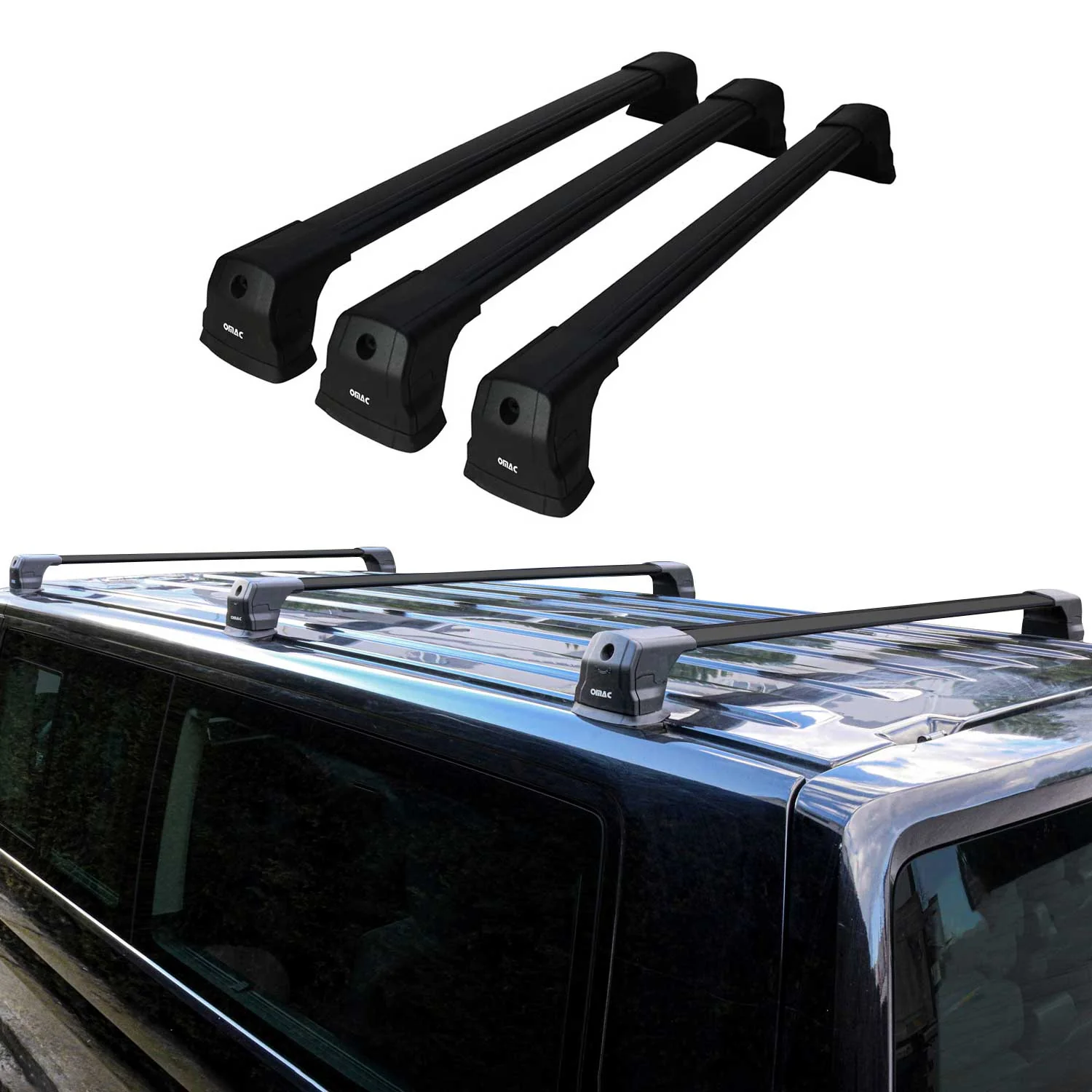 Dachträger Grundtäger für Mercedes Citan W415 2012-2021 75kg Alu Schwarz 3 tlg - Image 2