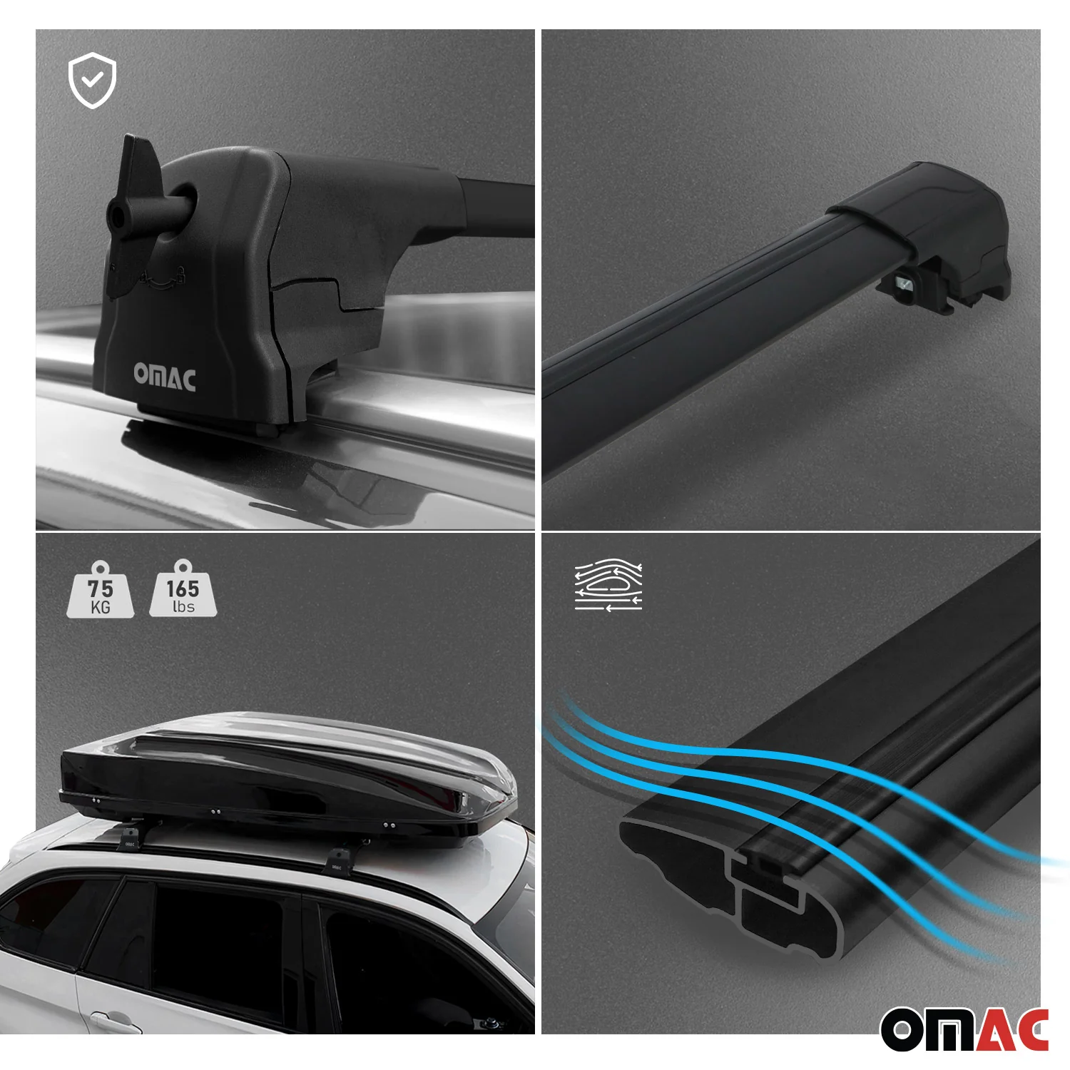 Dachträger Grundtäger für Mini Countryman R60 2010-2016 75kg Alu Schwarz 2 tlg - Image 3