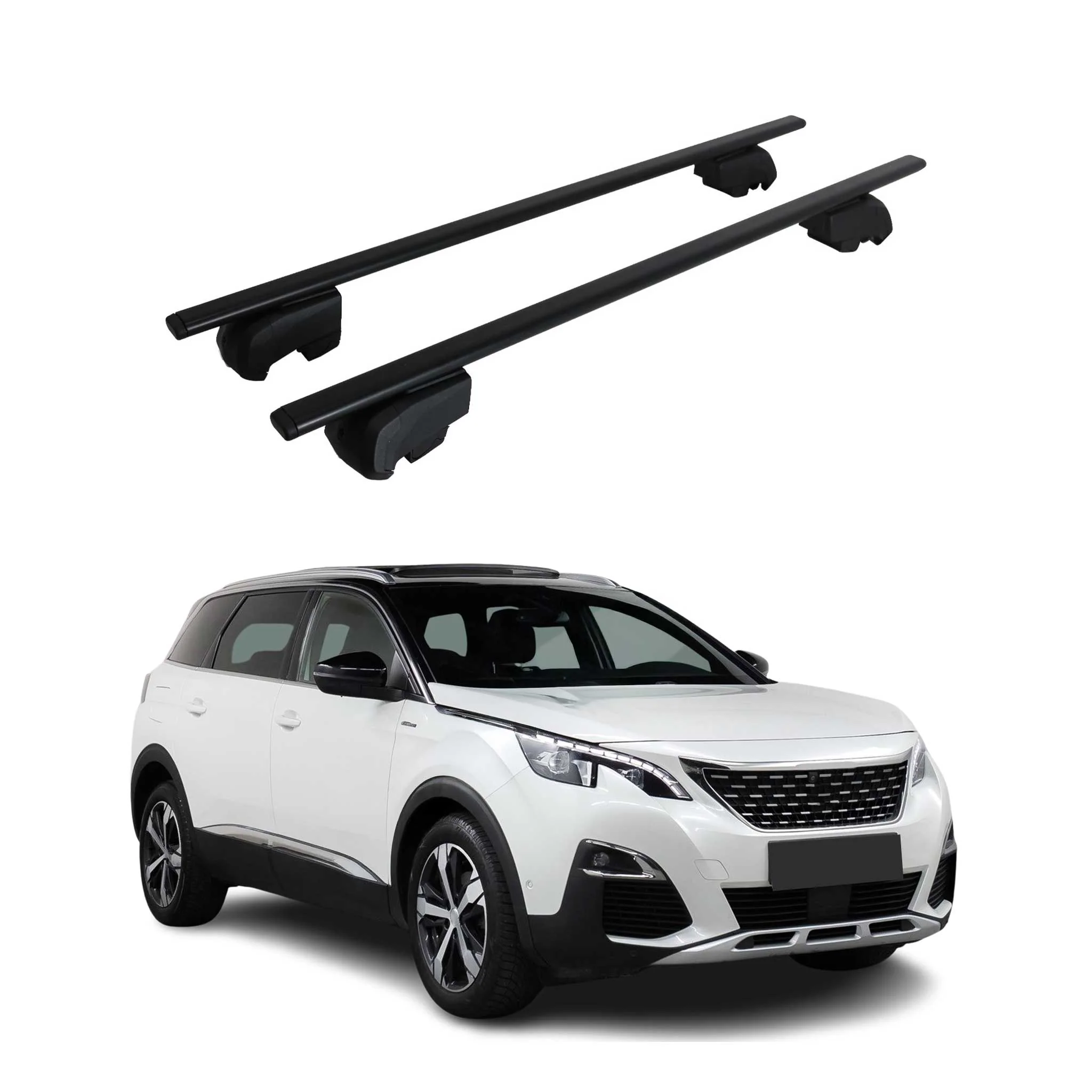 Dachträger Gepäckträger für Peugeot 5008 2017-2023 Grundträger ABE Schwarz