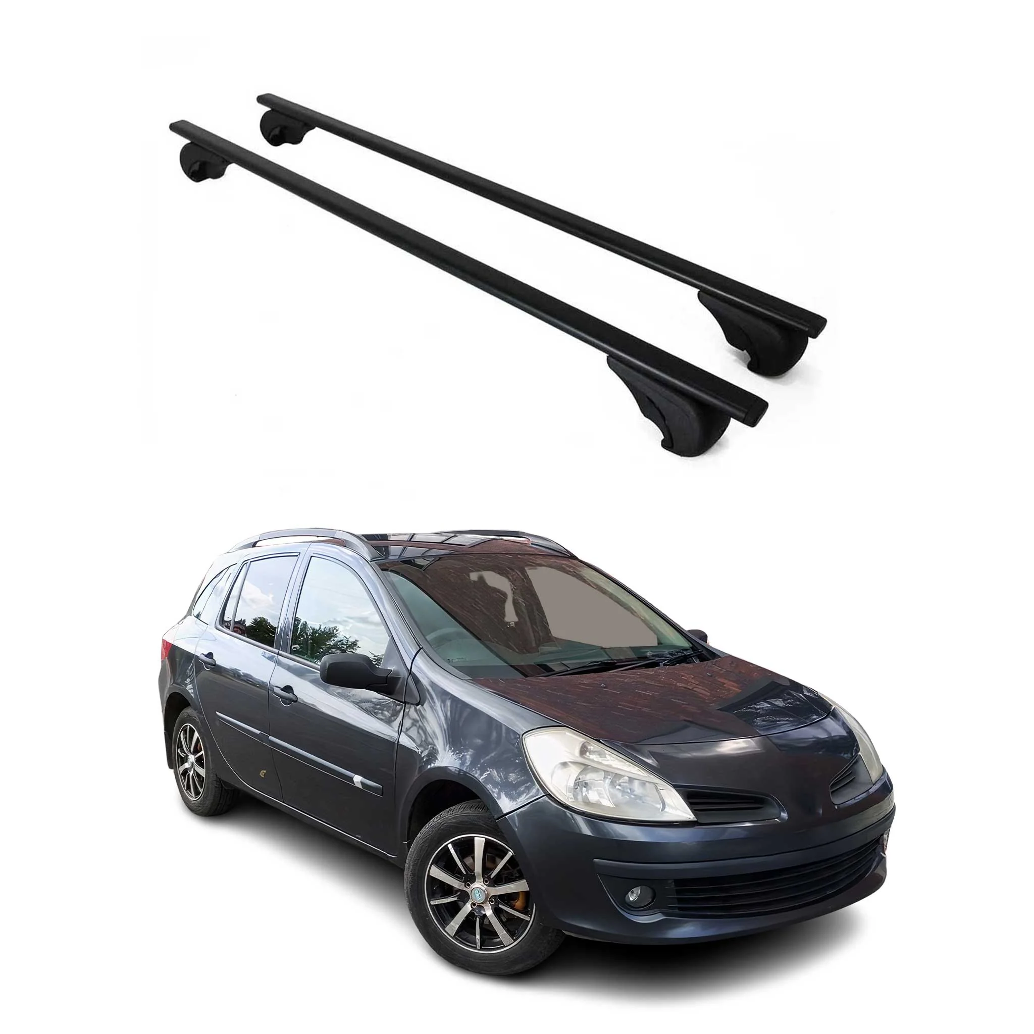 Dachträger Grundtäger für Renault Clio Grandtour 2005-2019 75kg Metall Silber 2x