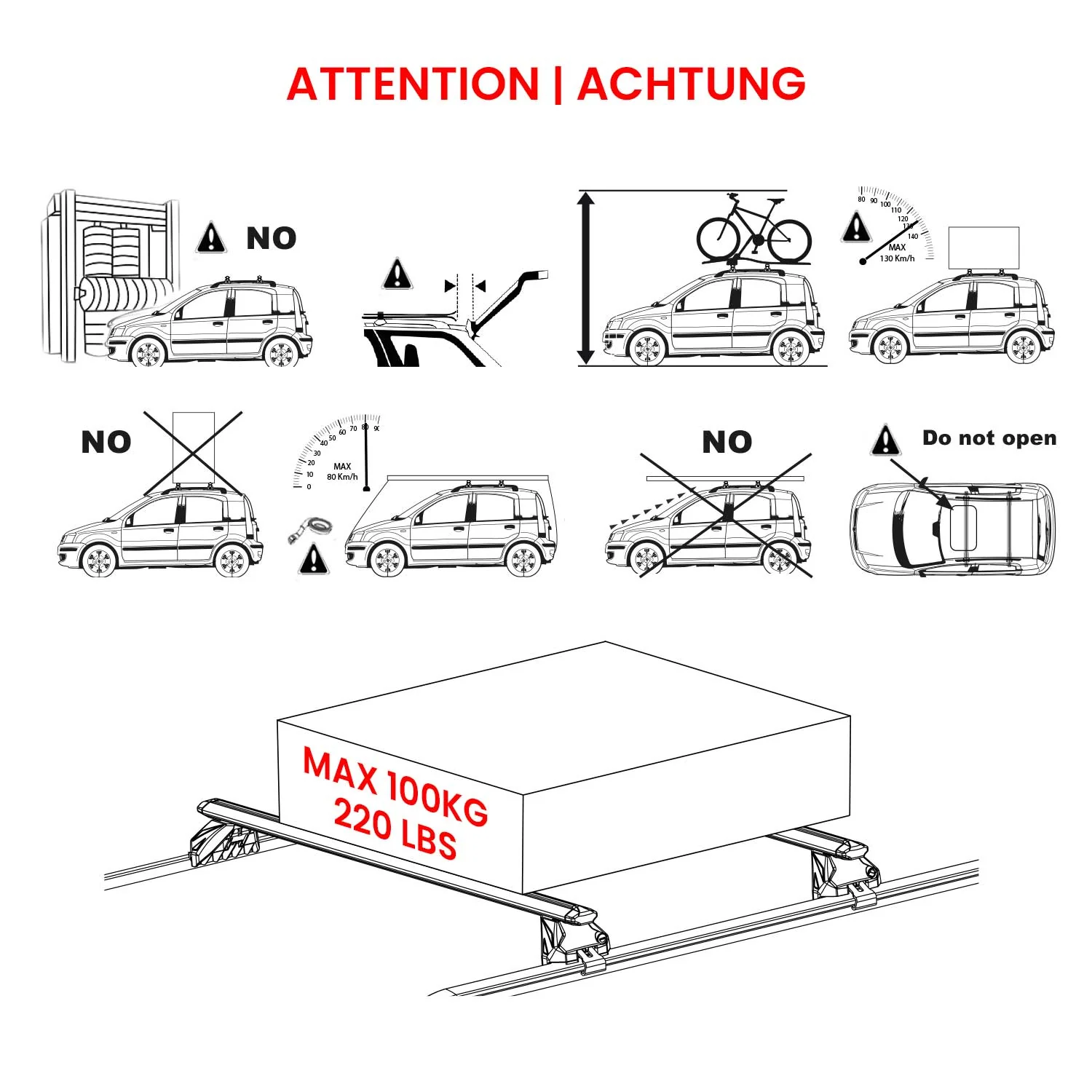 Dachträger Grundtäger für Seat Arona Ateca / 2016-2026 100kg Alu Schwarz 2x ABE - Image 6
