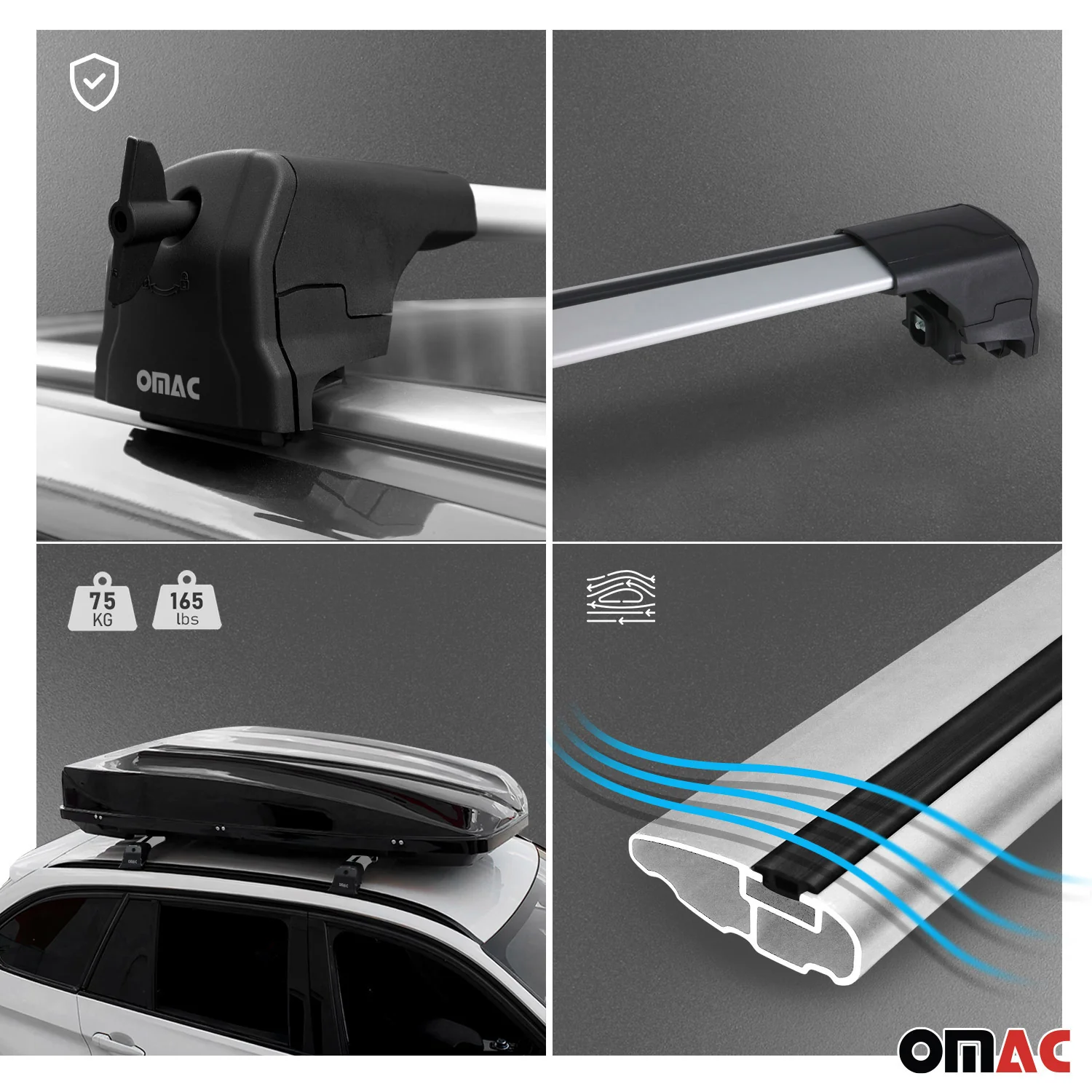 Dachträger Grundtäger für Seat Ibiza mk4 Kombi 2010-2017 75kg Alu Silber 2 tlg - Image 3