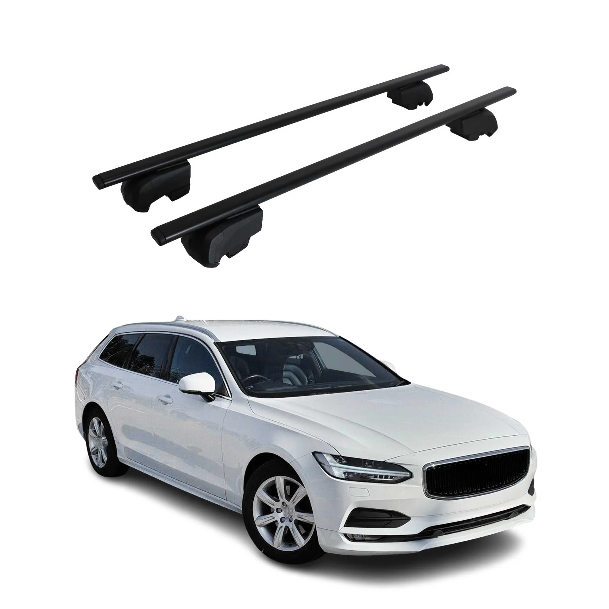 Dachträger Gepäckträger für Volvo V90 2016-2025 Grundträger ABE Schwarz 2x
