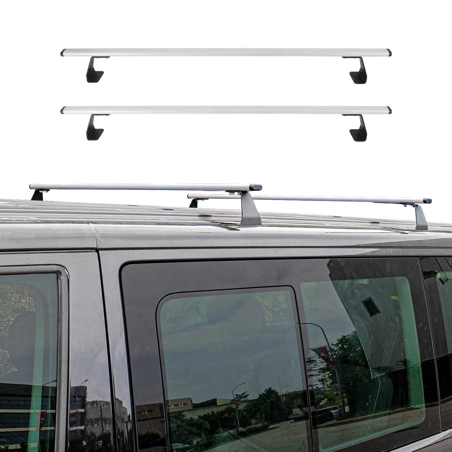 Dachträger für VW T5 T6 Transporter Multivan Caravelle 2003-2024 Stahl Silber 2x - Image 2