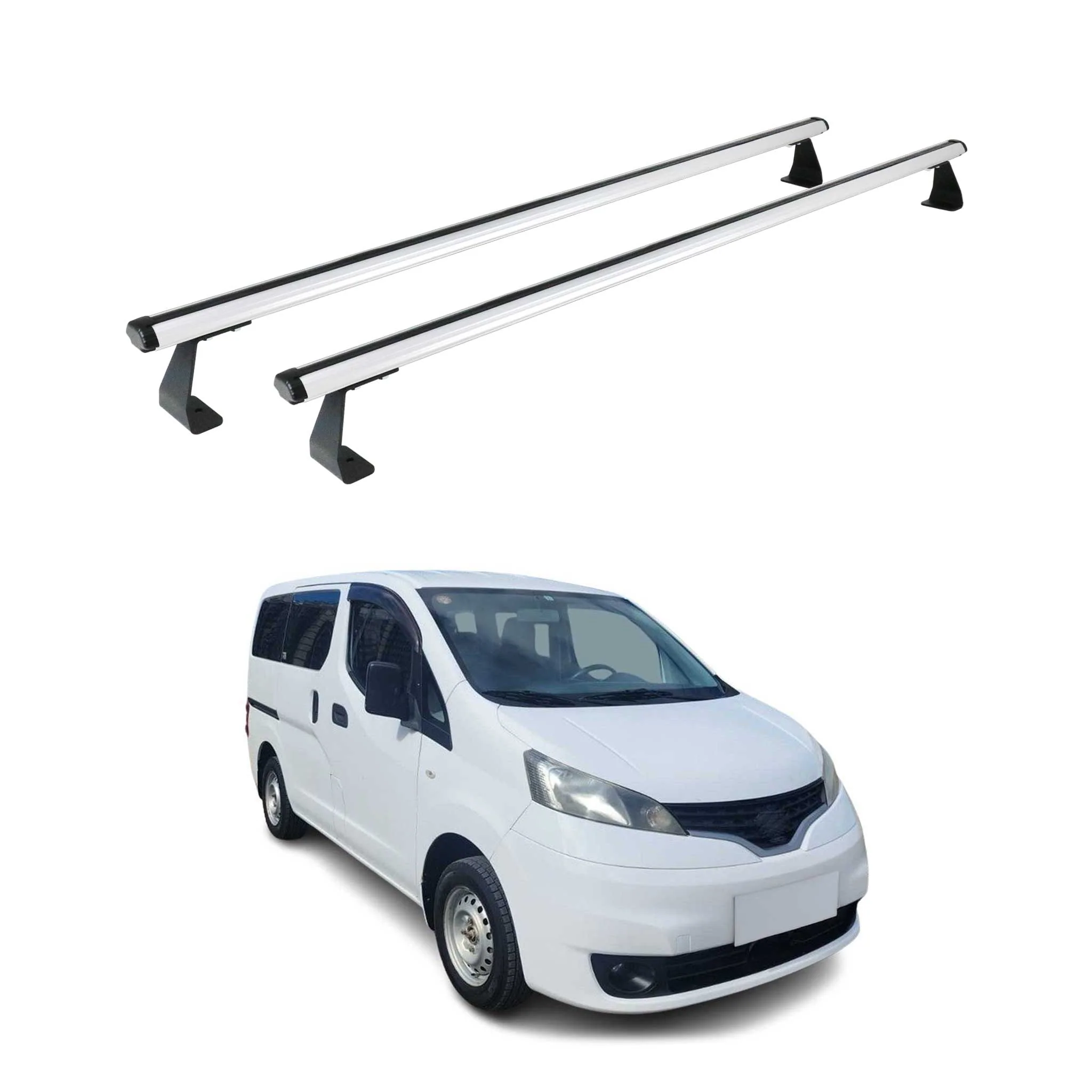 Dachträger Grundtäger für Nissan NV200 2009-2020 75kg Aluminium Silber 2 tlg
