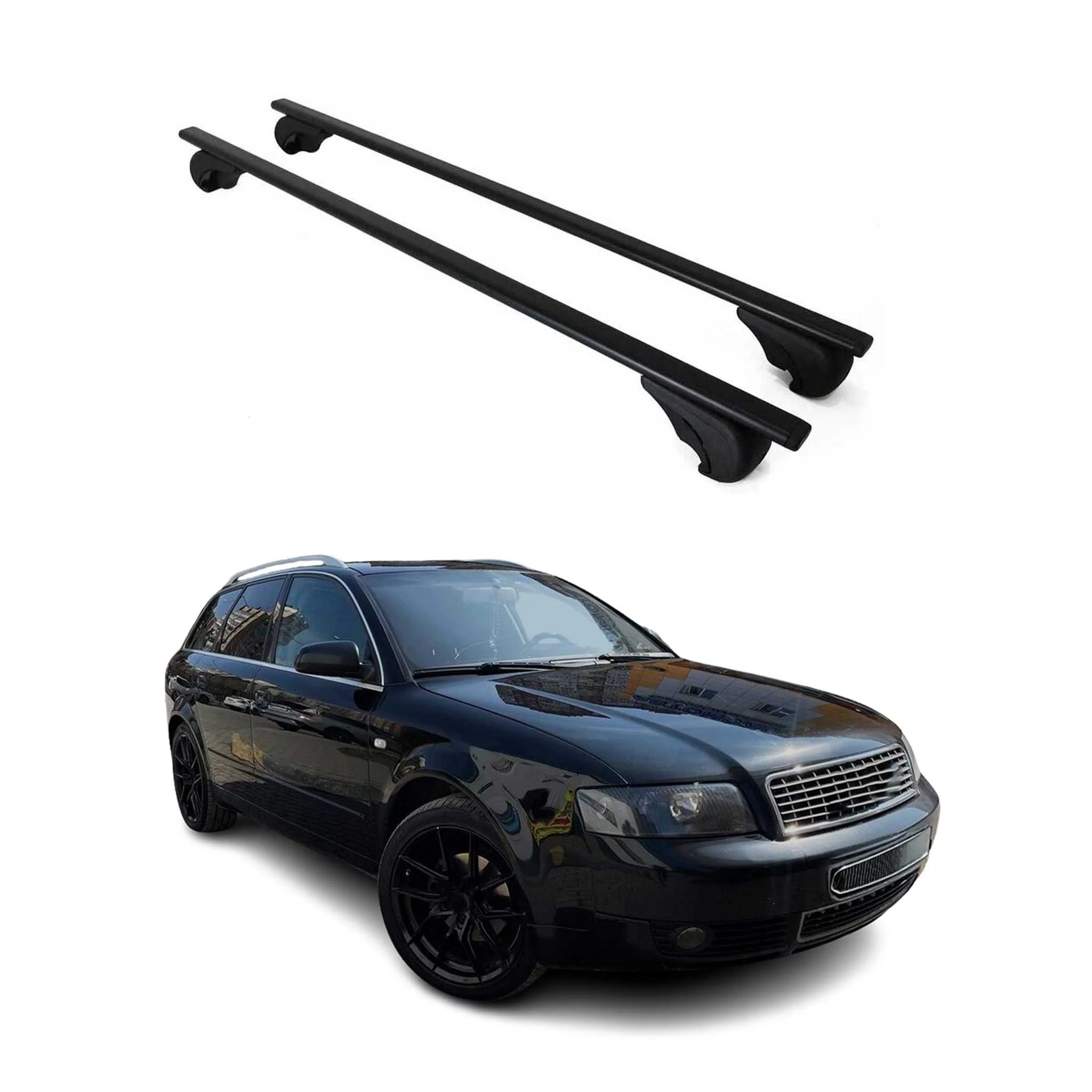 Dachträger Grundtäger für Audi A4 B6 Avant 2001-2004 75kg Metall Schwarz 2 tlg