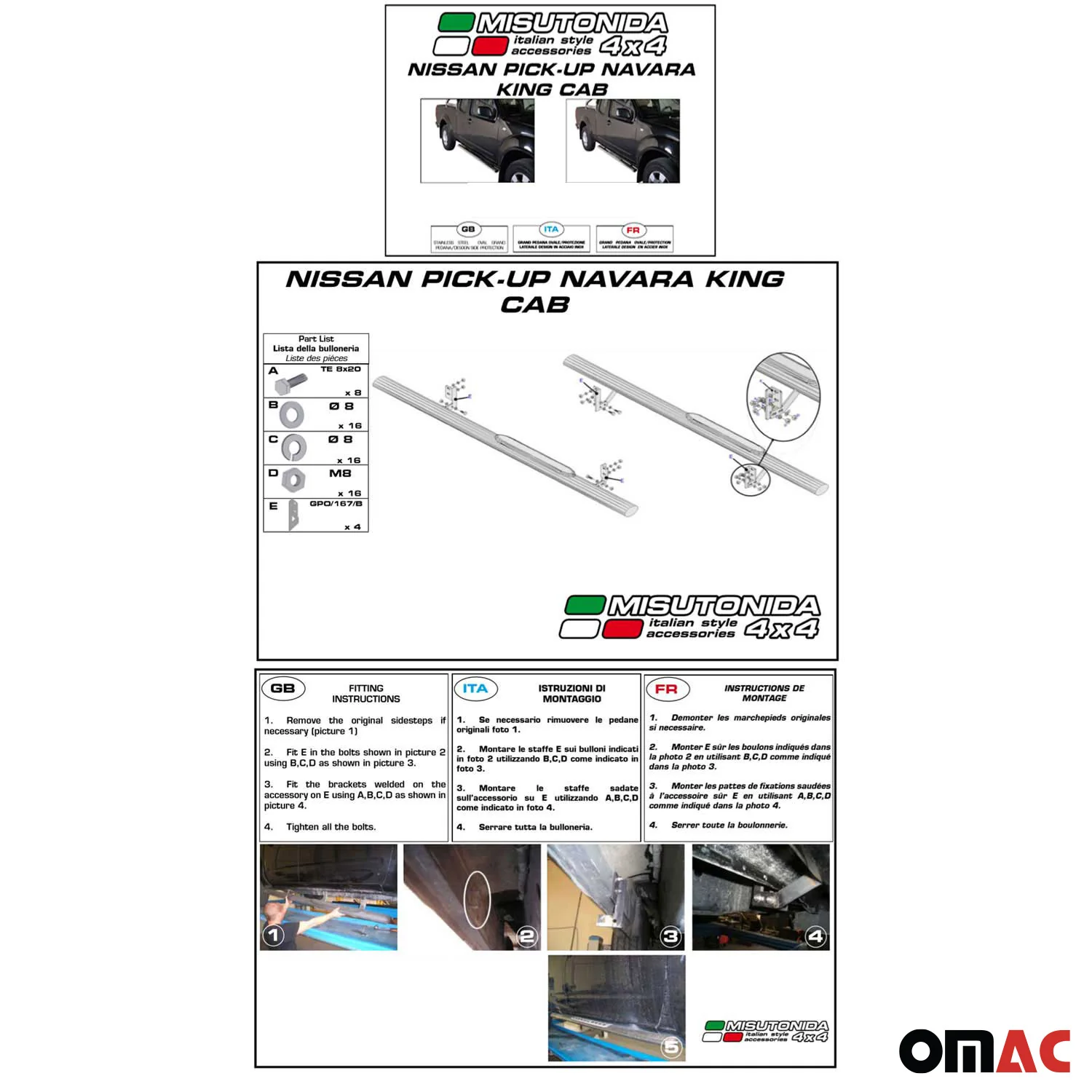 Edelstahl Seitenschweller Schwellerrohre für Nissan Navara D40 2005-2010 Silver - Image 3