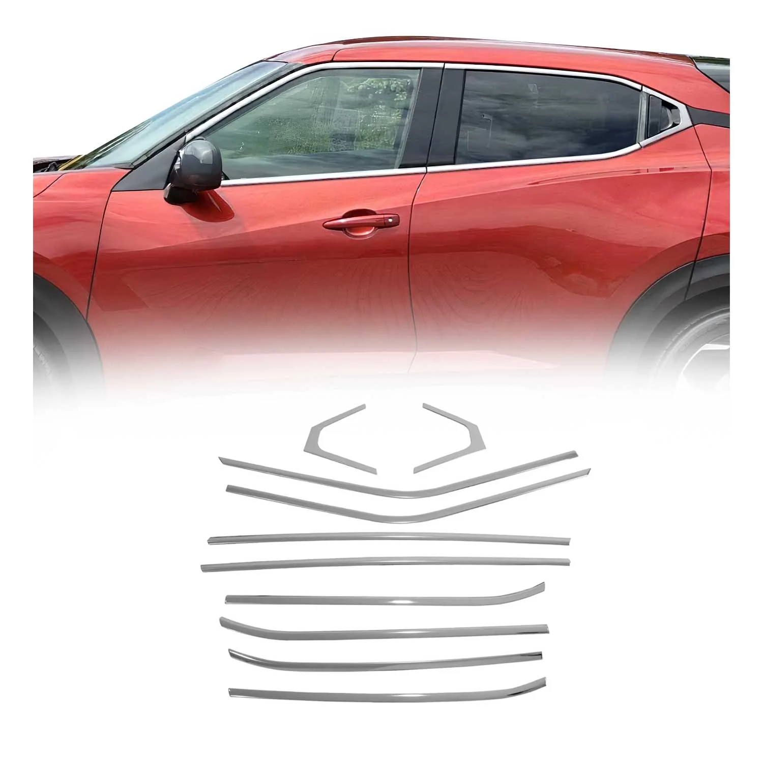 Fensterleisten Zierleisten für Nissan Juke 2019-2026 Gebürstet Edelstahl 10tlg