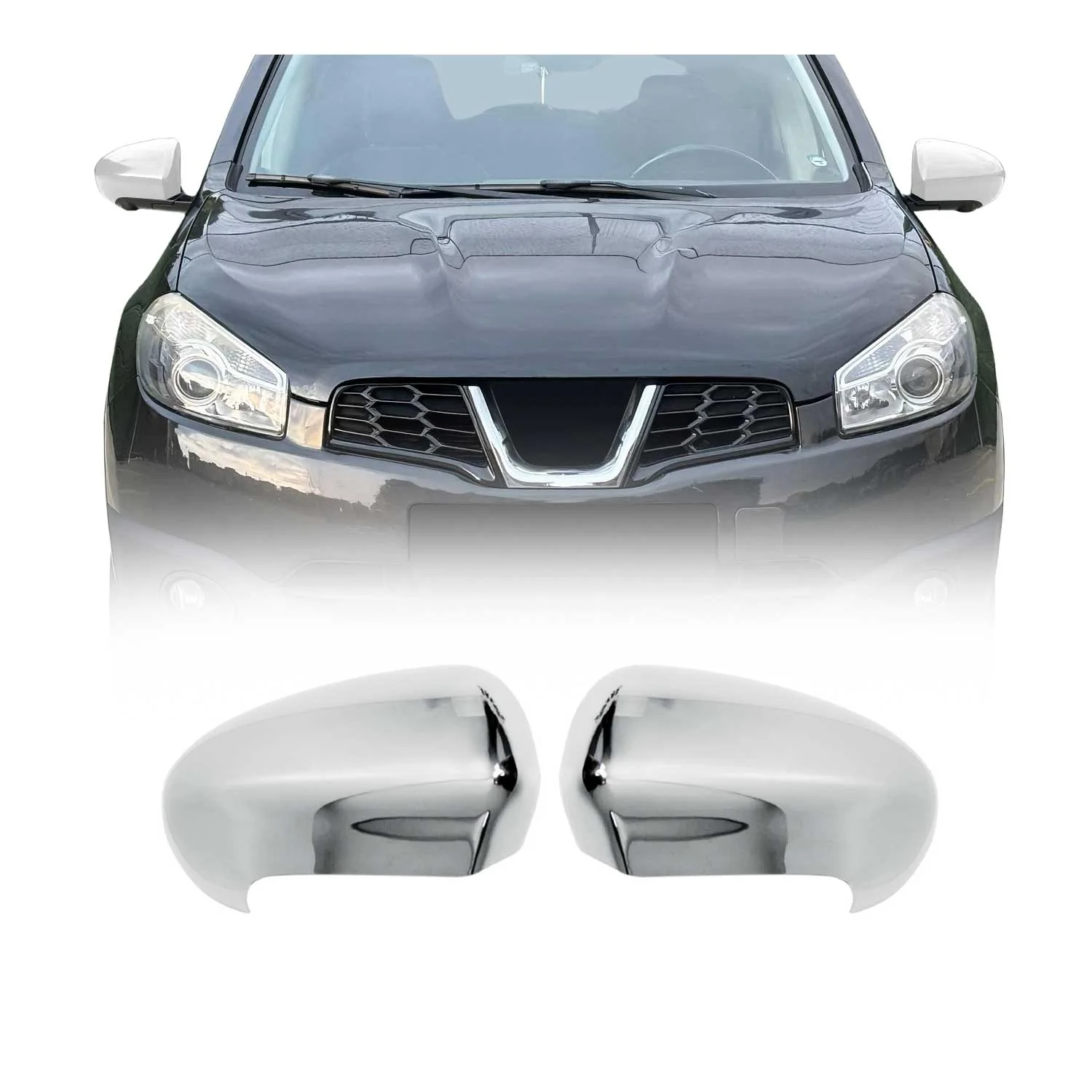 Spiegelkappen Spiegelabdeckung für Nissan Qashqai +2 2008-2014 Chrom ABS Silber