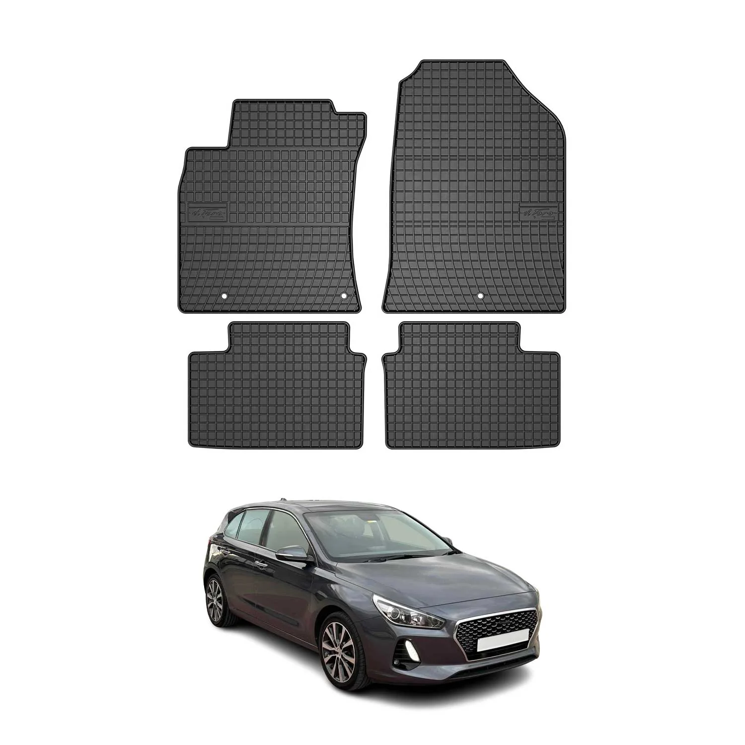 OMAC Gummi Fußmatten für Hyundai i30 2017-2026 Automatten Gummi Schwarz 4tlg