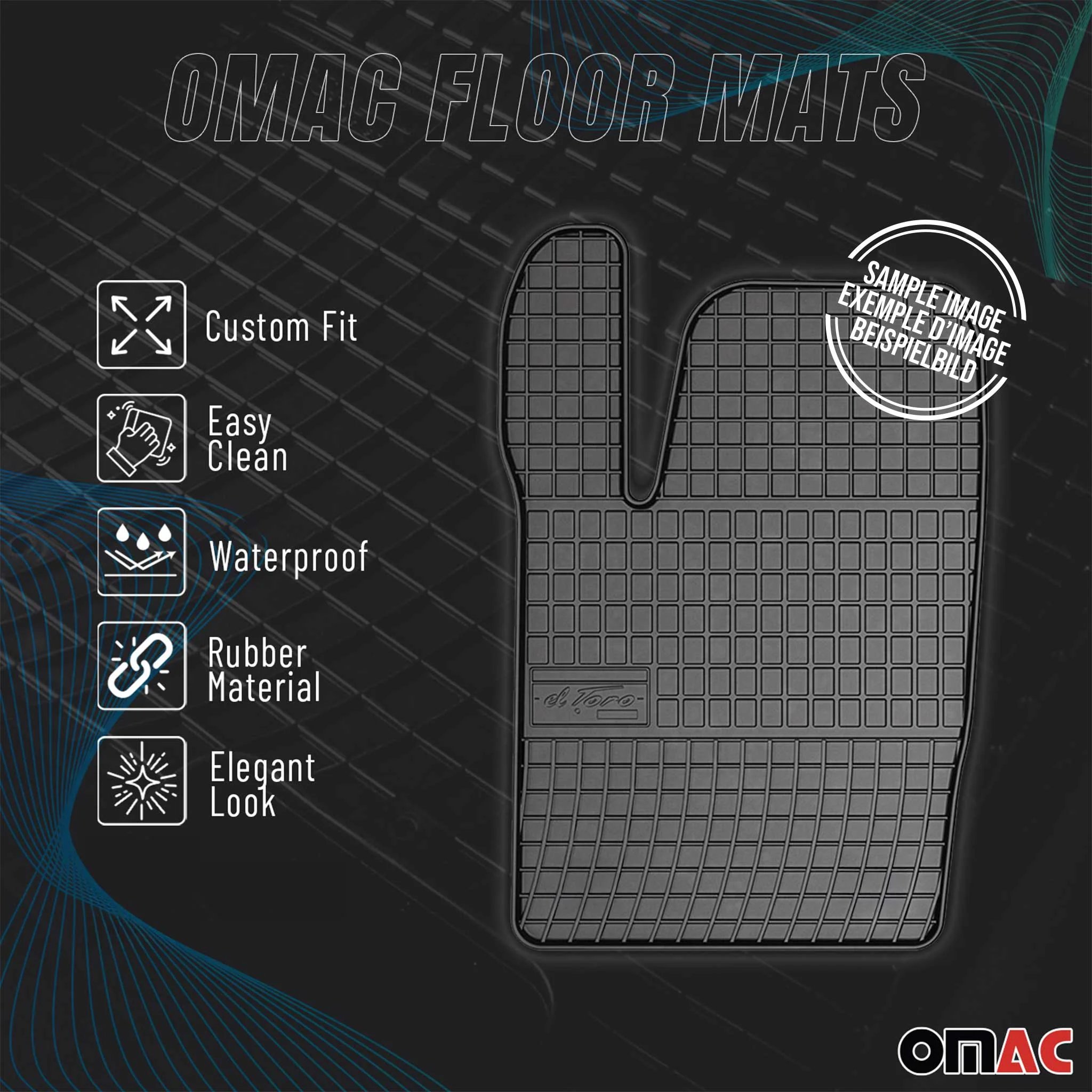 OMAC Gummi Fußmatten für Opel Corsa 2014-2019 3tür Automatten Gummi Schwarz 2tlg - Image 2