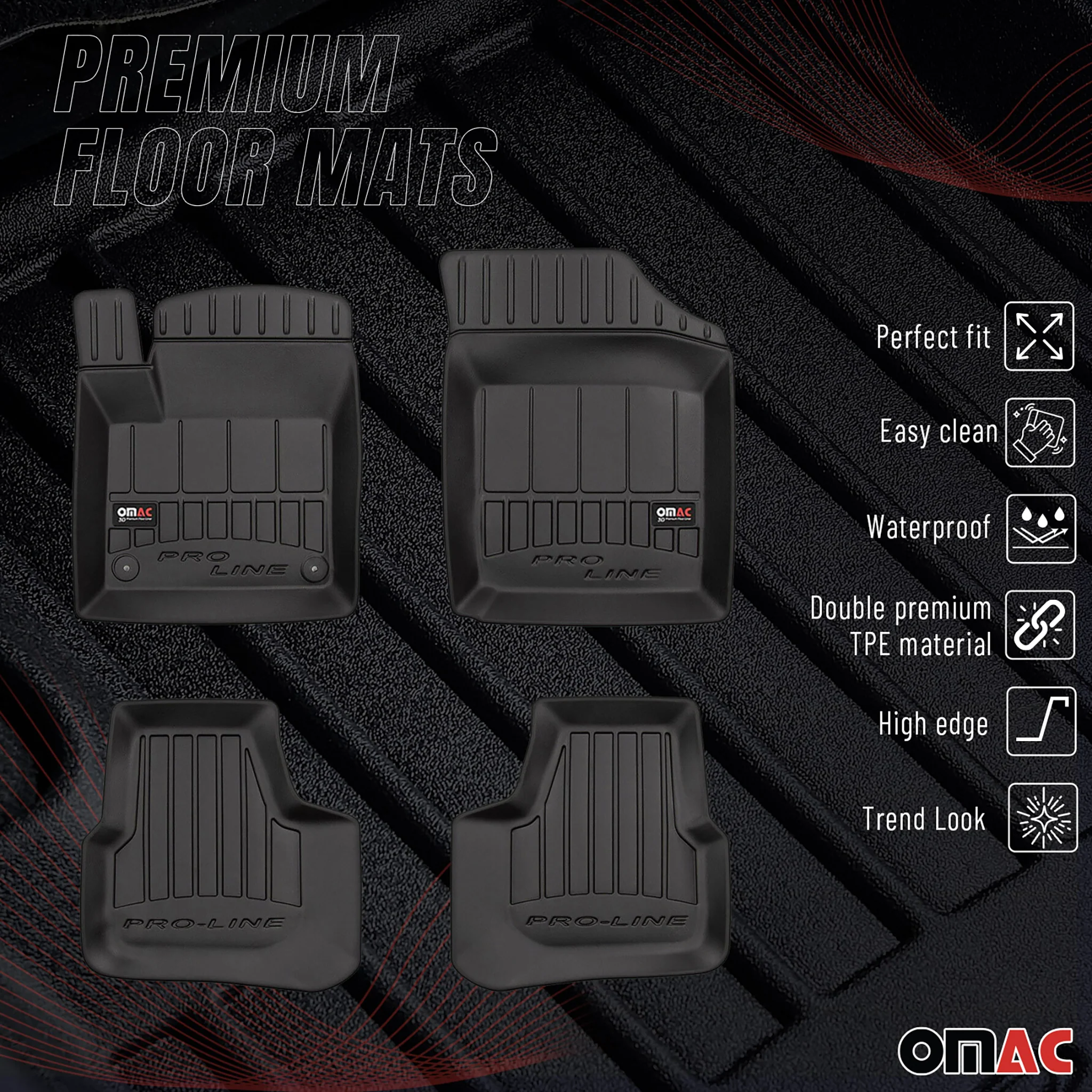 OMAC Gummi Fußmatten für VW Up 2011-2019 Premium TPE 3D Automatten Antirutsch 4x - Image 2