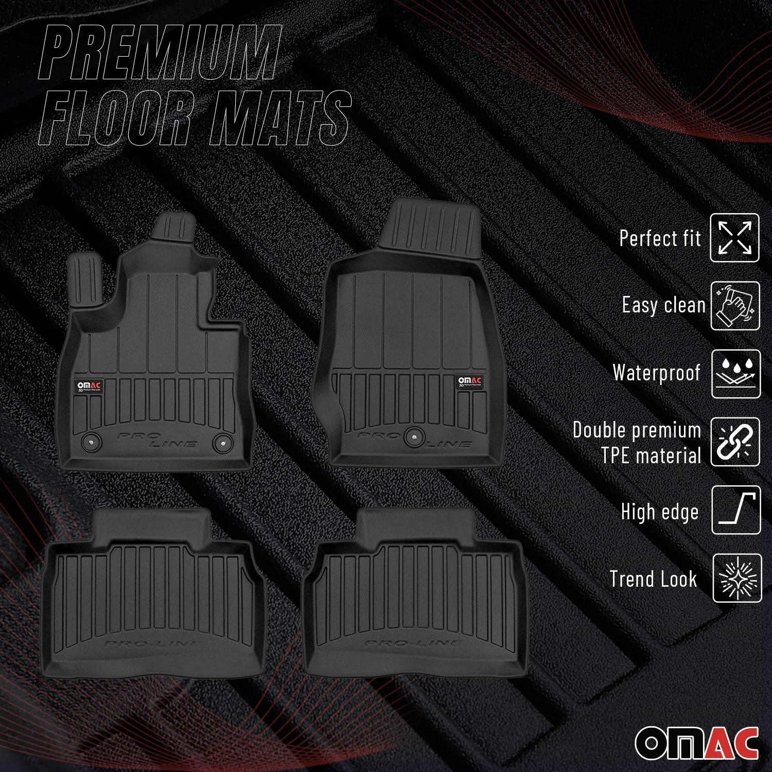 OMAC Gummi Fußmatten für Ford Explorer U6 2020-2026 Premium Gummi Schwarz 4tlg - Image 2