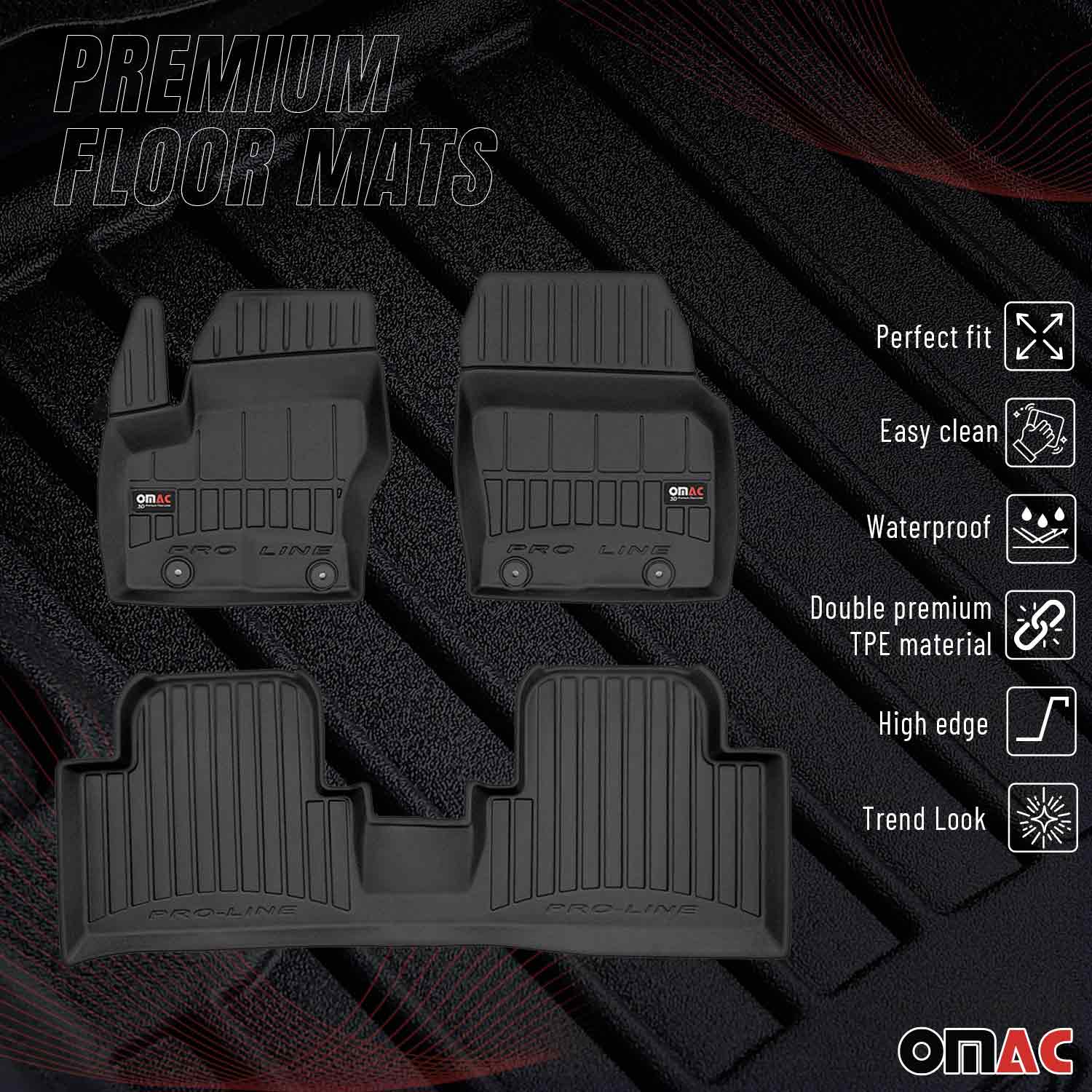 OMAC Gummi Fußmatten für Ford Grand C-Max 2010-2019 Premium Gummi Schwarz 3tlg - Image 2