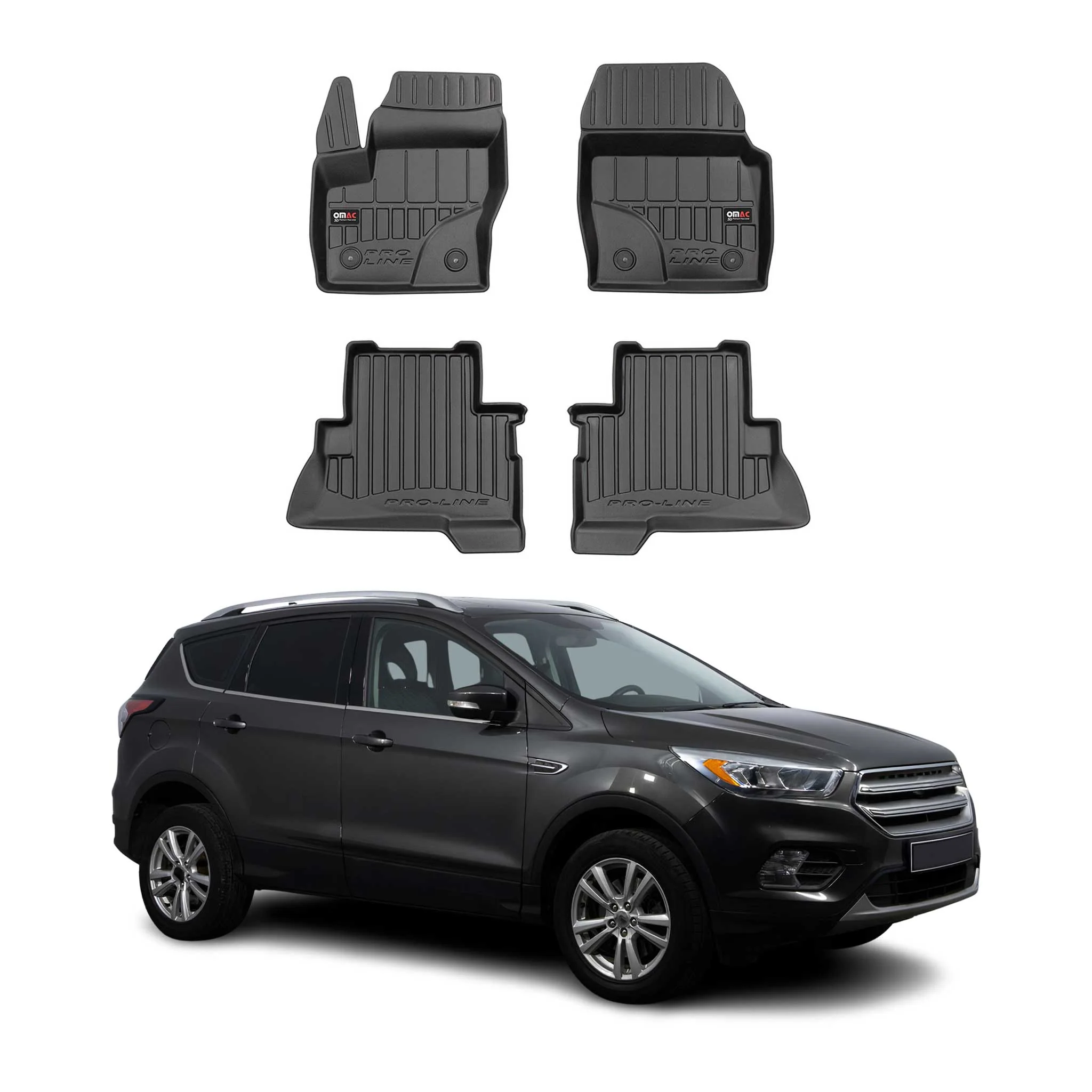 OMAC Gummi Fußmatten für Ford Kuga II 2012-2019 Premium TPE 3D Automatten 4tlg