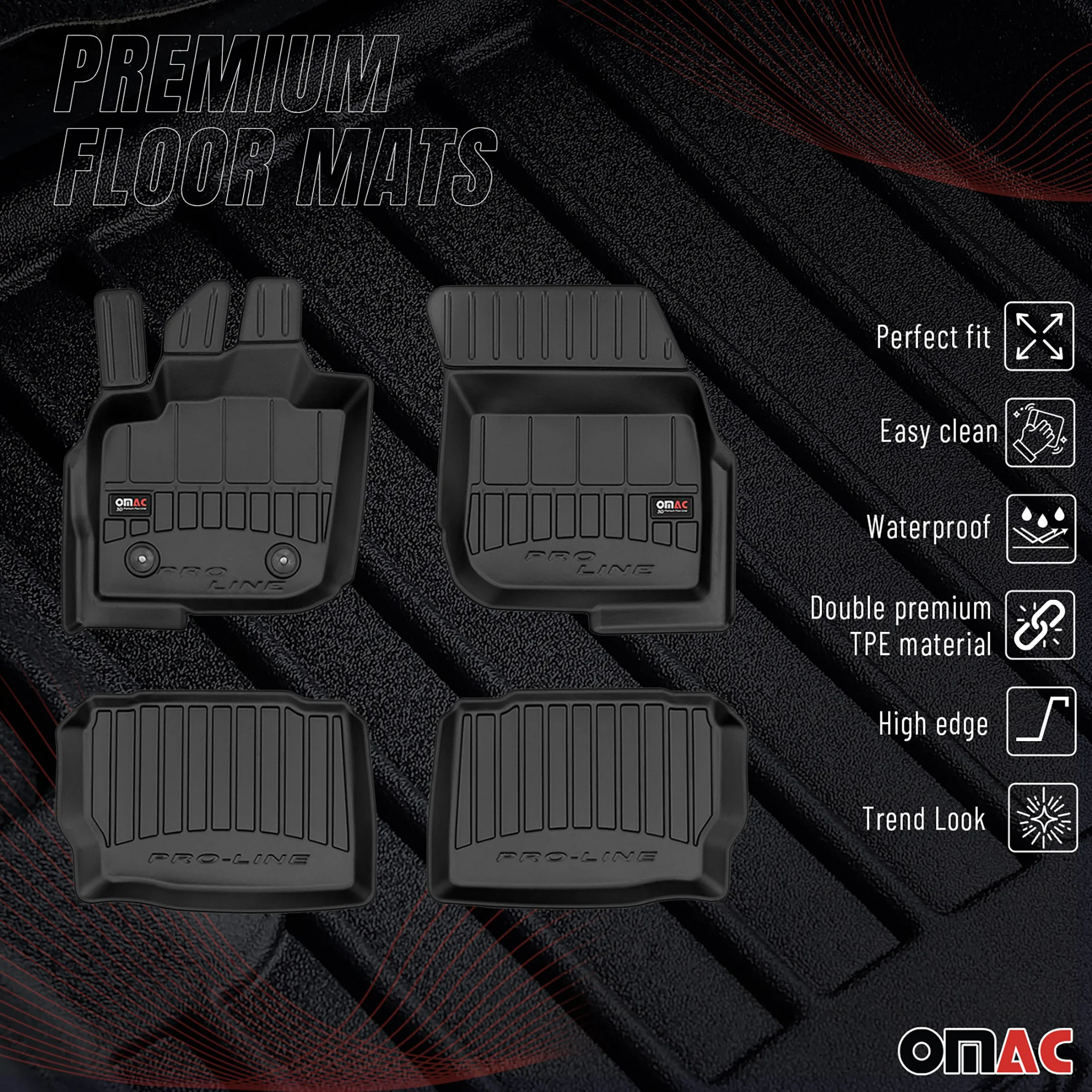 OMAC Gummi Fußmatten für Ford Mondeo mk5 2014-2022 Premium TPE Automatten 4tlg - Image 2