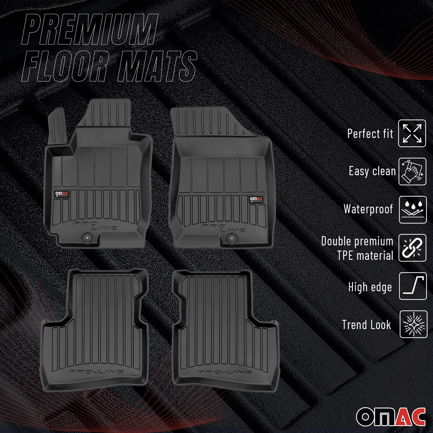 OMAC Gummi Fußmatten für Kia Pro Ceed 2007-2013 Premium TPE Automatten 4tlg - Image 2