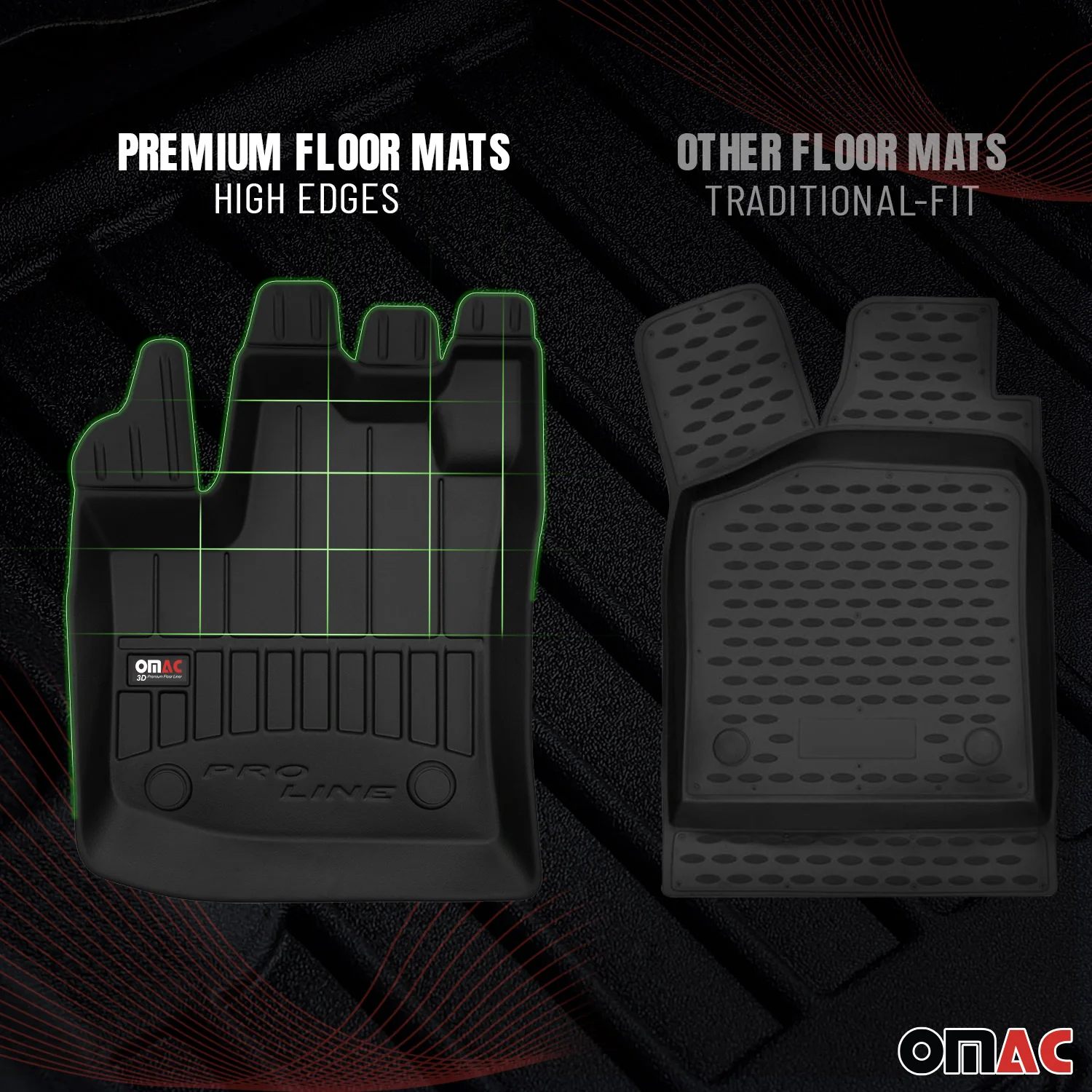 OMAC Gummi Fußmatten für Kia Pro Ceed 2007-2013 Premium TPE Automatten 4tlg - Image 3