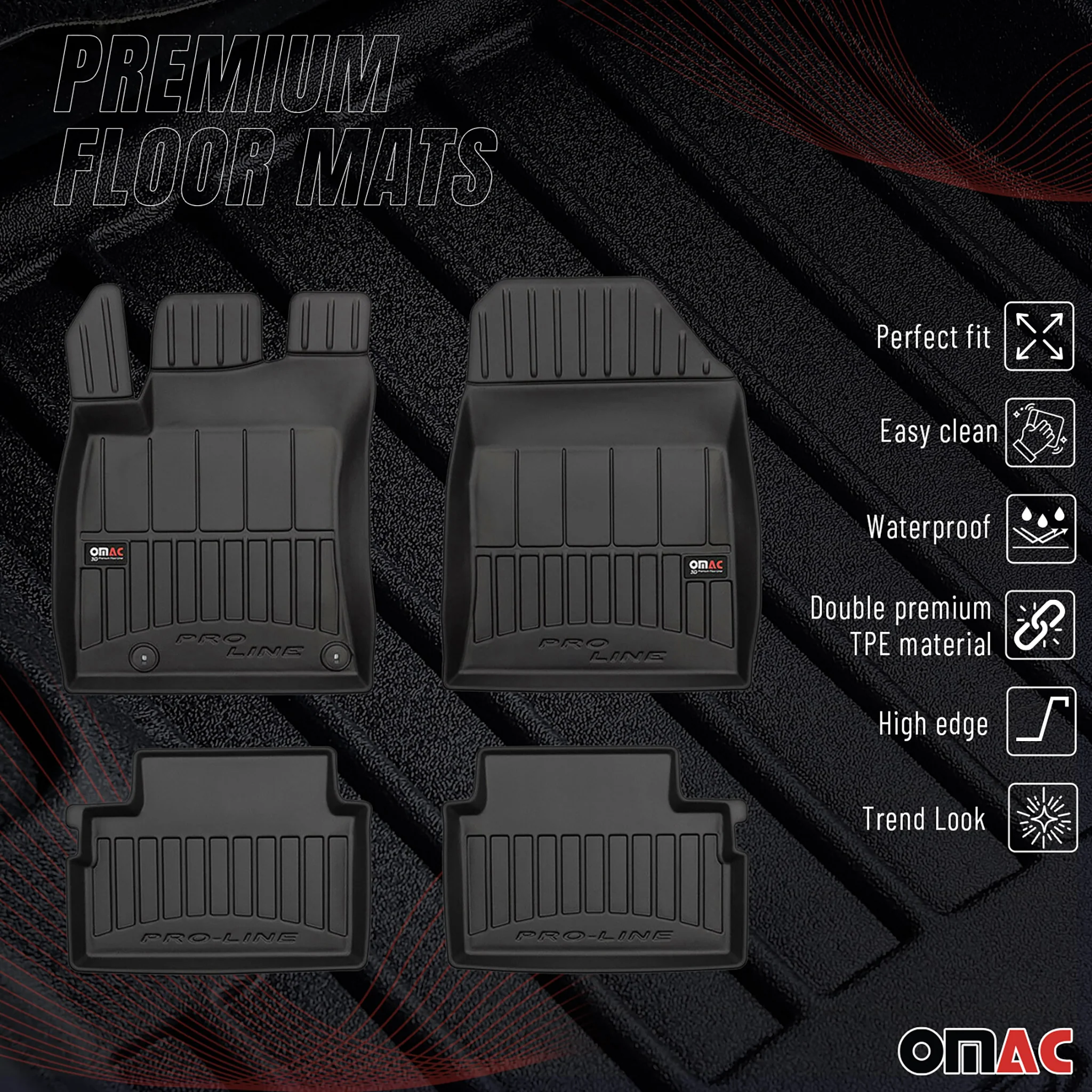OMAC Gummi Fußmatten für Kia XCeed 2019-2026 Premium TPE 3D Automatten 4tlg - Image 2