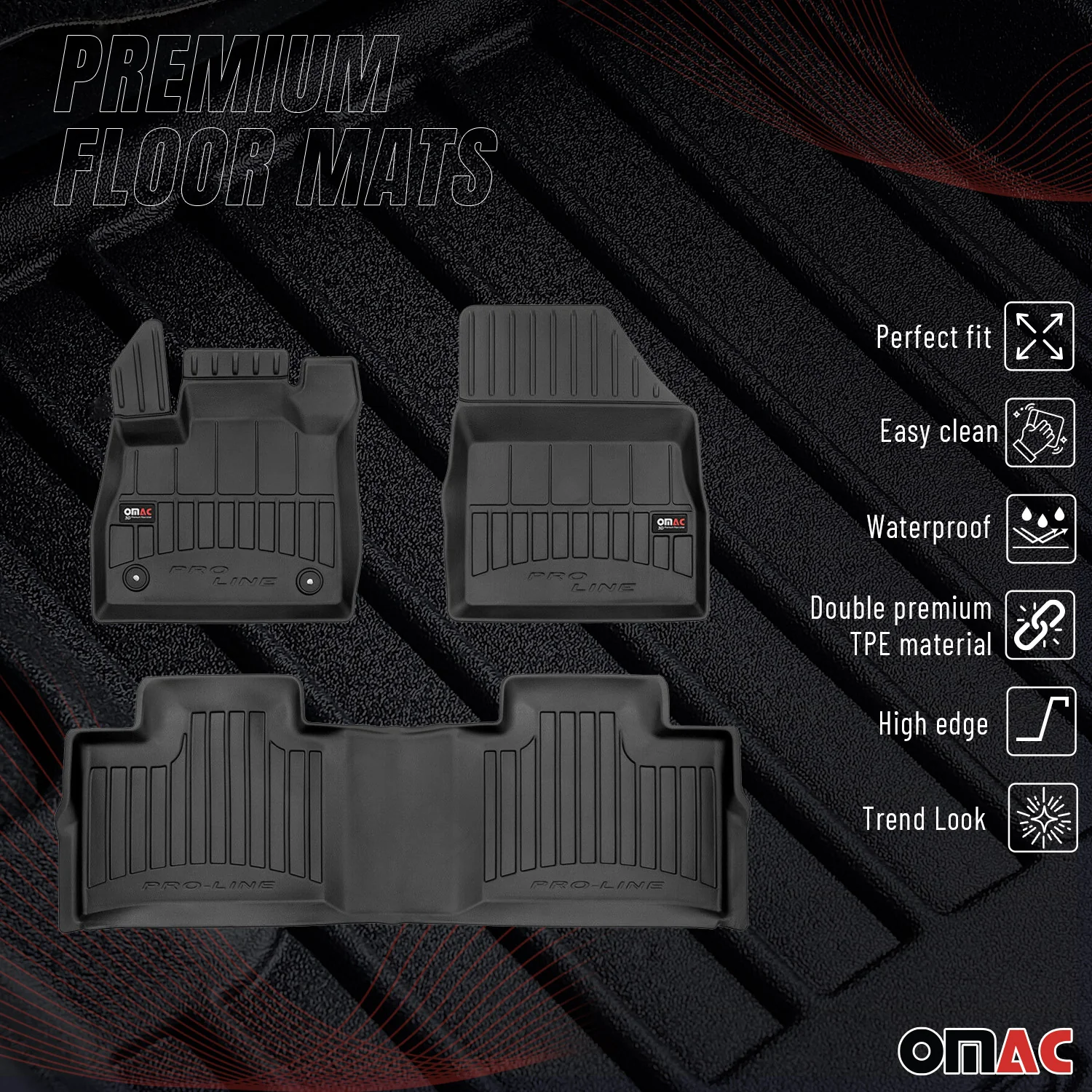OMAC Gummi Fußmatten für Renault Espace 2015-2020 Premium TPE Automatten 3tlg - Image 2