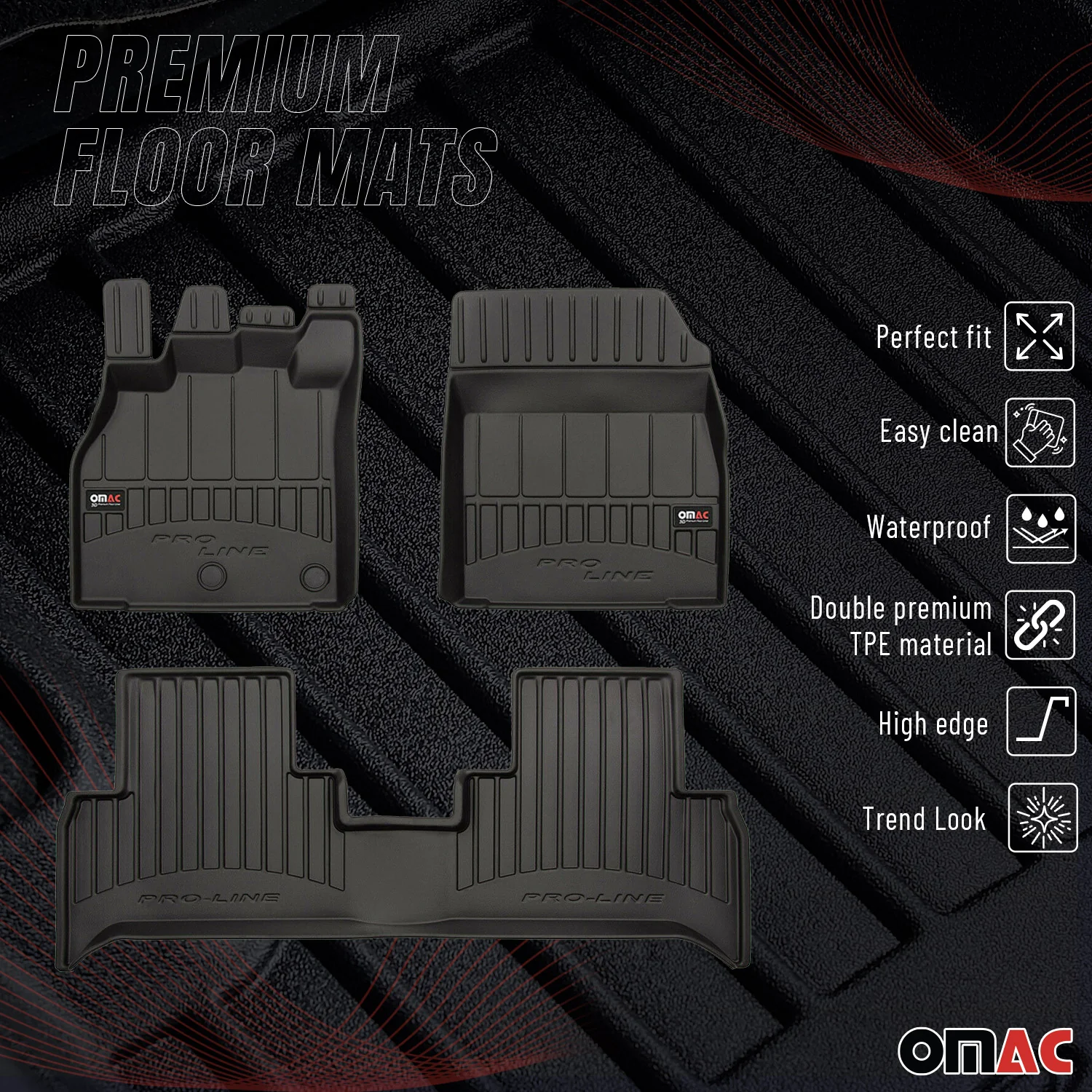 OMAC Gummi Fußmatten für Renault Grand Scenic JZ 2009-2016 Premium TPE 3x - Image 2