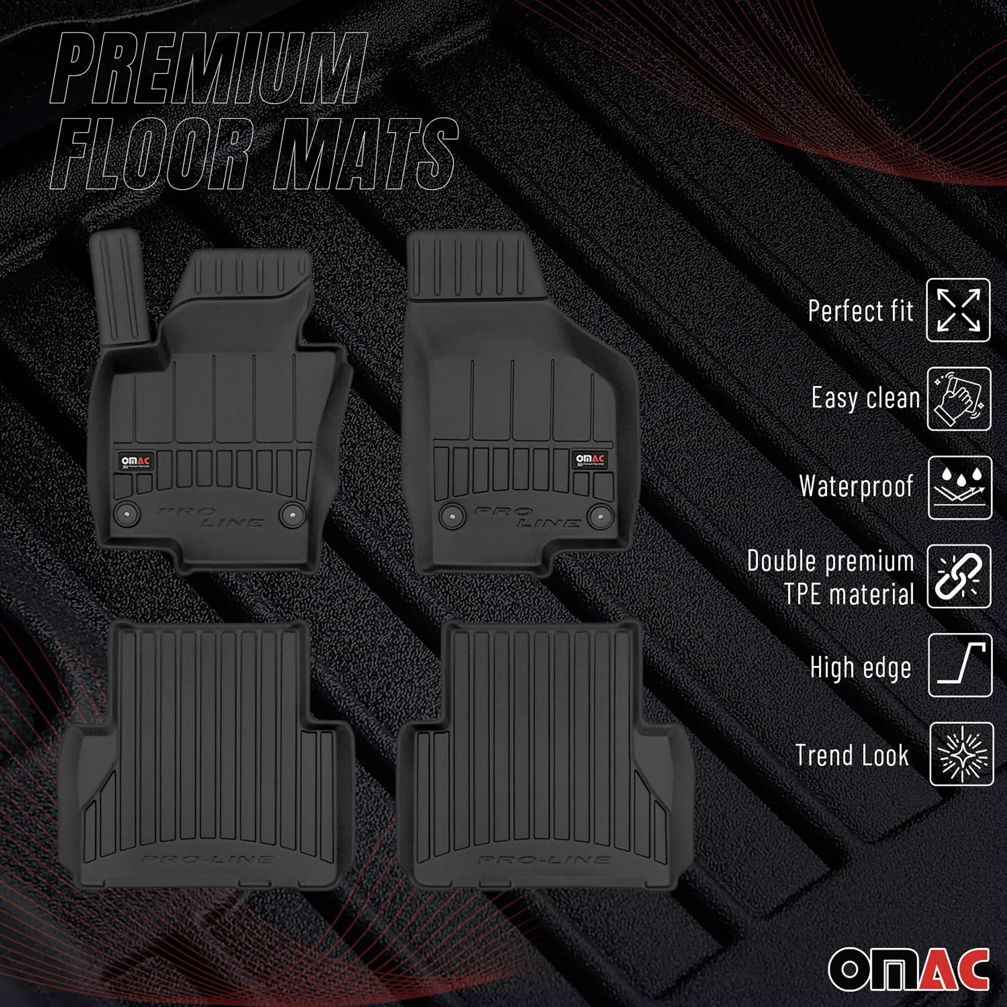 OMAC Gummi Fußmatten für Seat Alhambra 2010-2020 Premium TPE Automatten 4tlg - Image 2