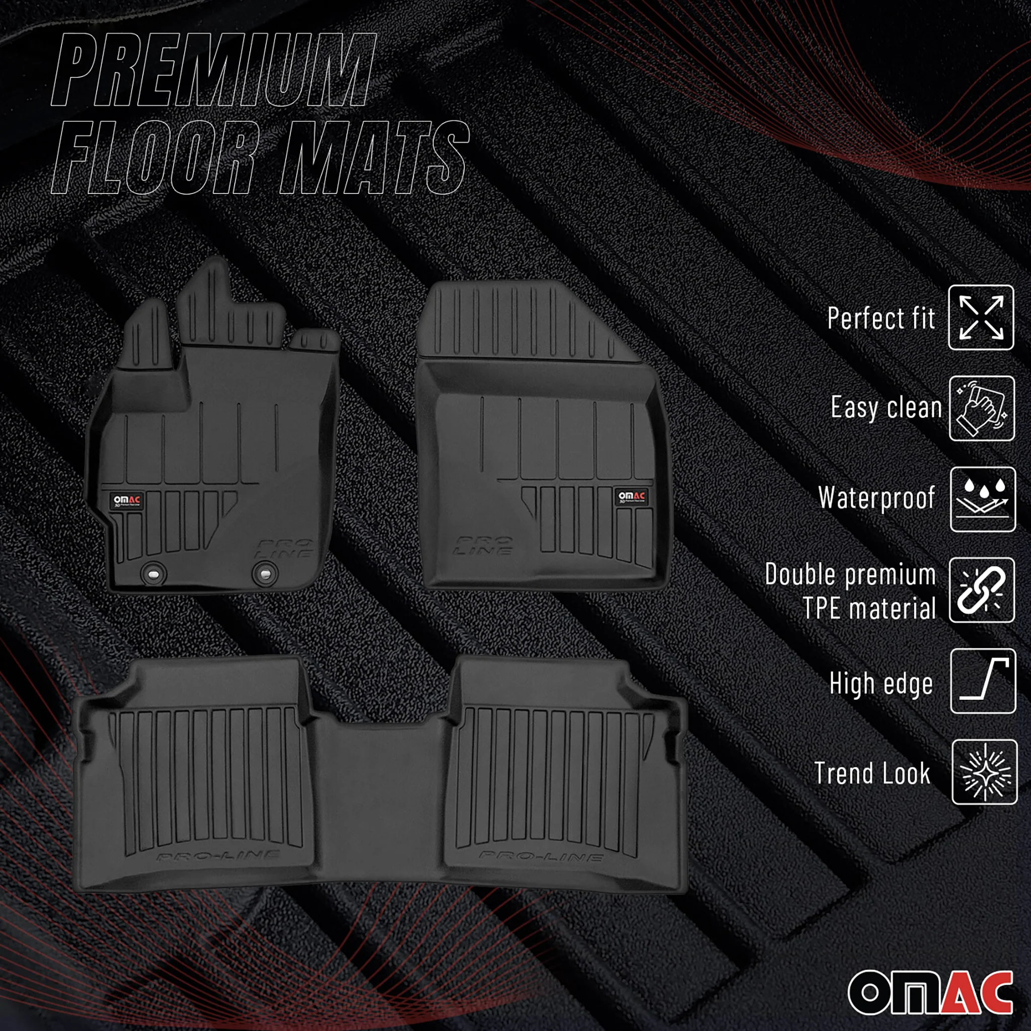OMAC Gummi Fußmatten für Toyota Prius 2010-2015 Premium TPE Automatten 3tlg - Image 2