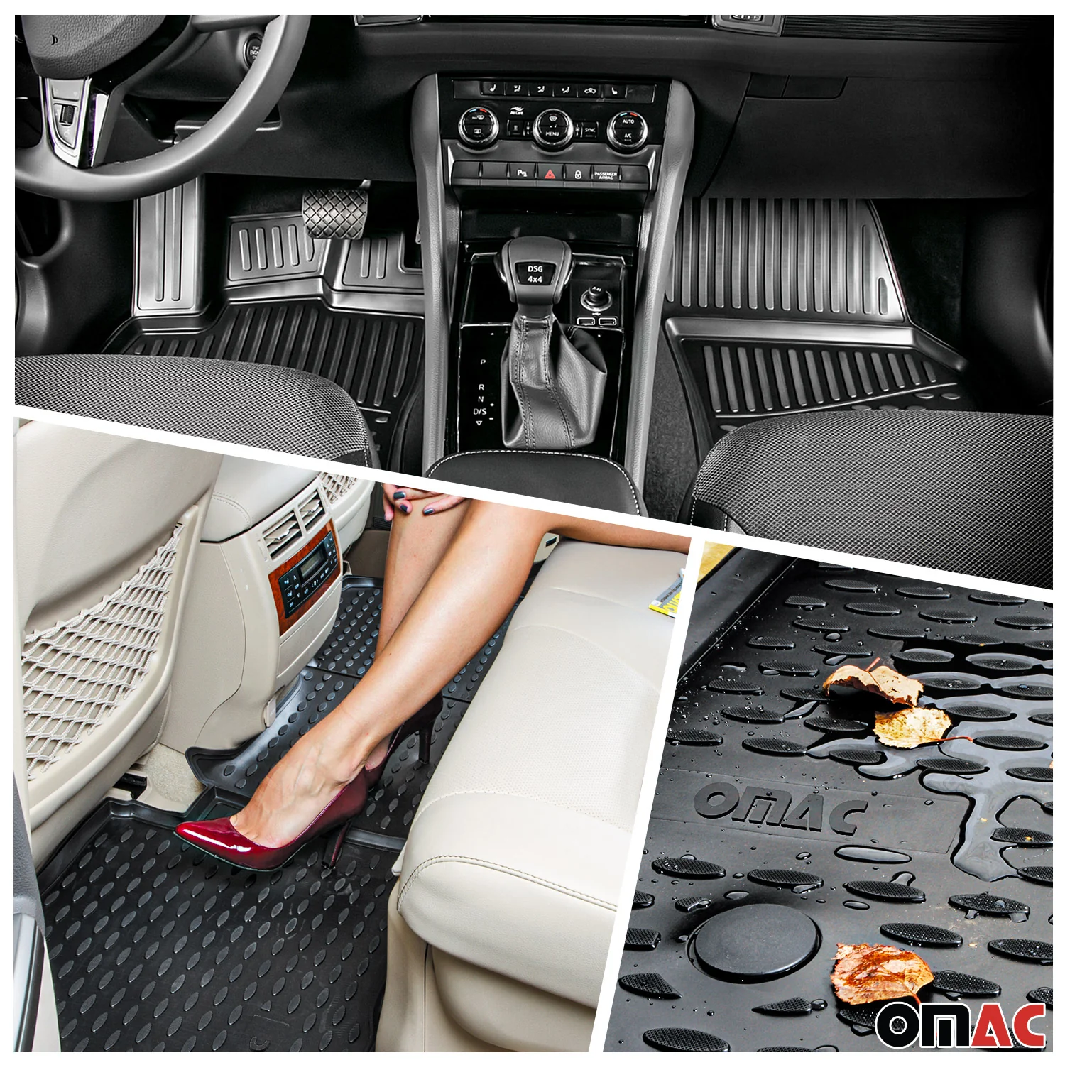 Fußmatten & Kofferraumwanne Set für Opel Meriva 2010-2017 Gummi TPE Schwarz 5x - Image 2