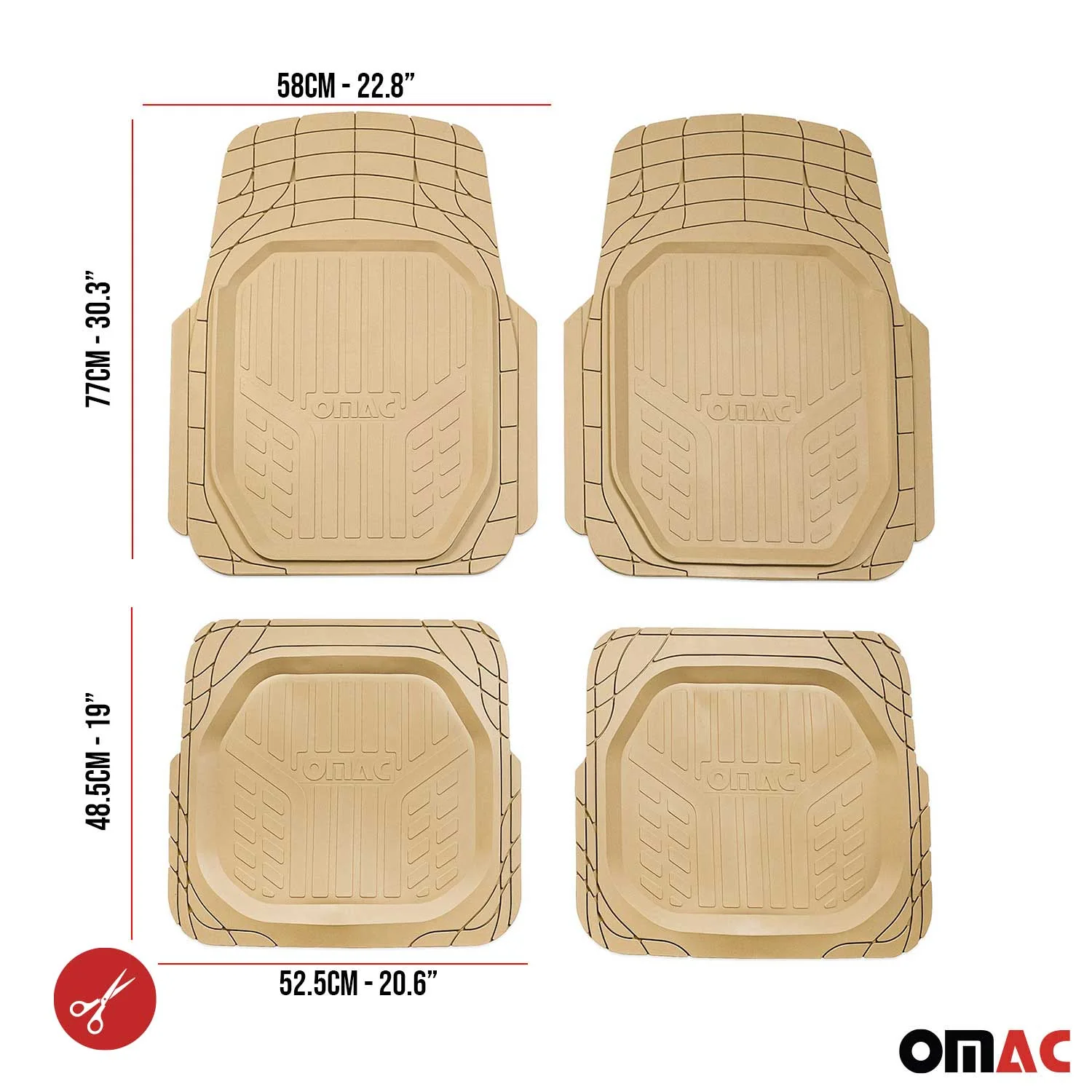 Fußmatten Automatten für Dacia Sandero 3D Passform Hoher Rand Gummimatten Beige - Image 6