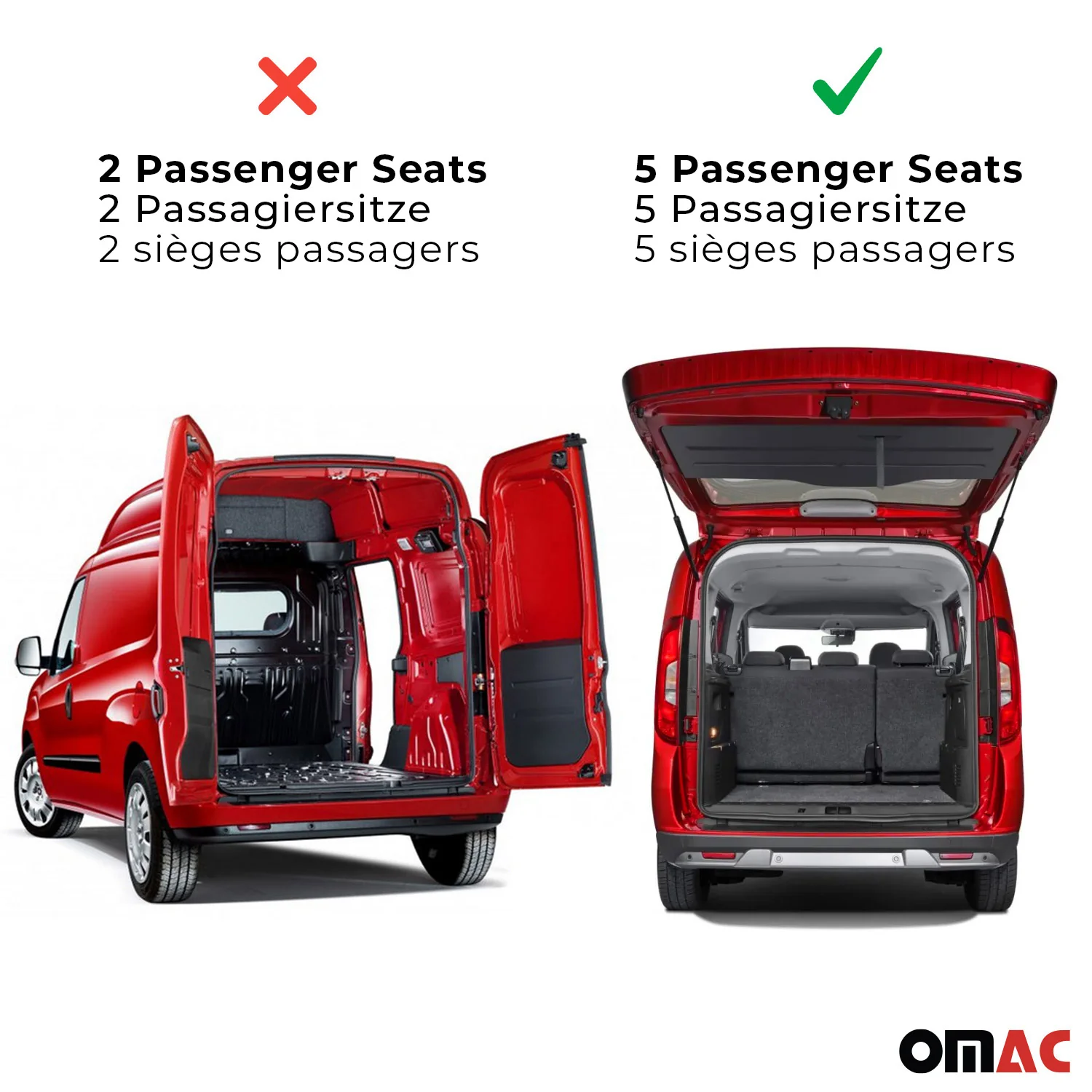 OMAC Gummi Fußmatten für Opel Combo 2018-2024 Premium TPE Automatten Schwarz 3x - Image 4