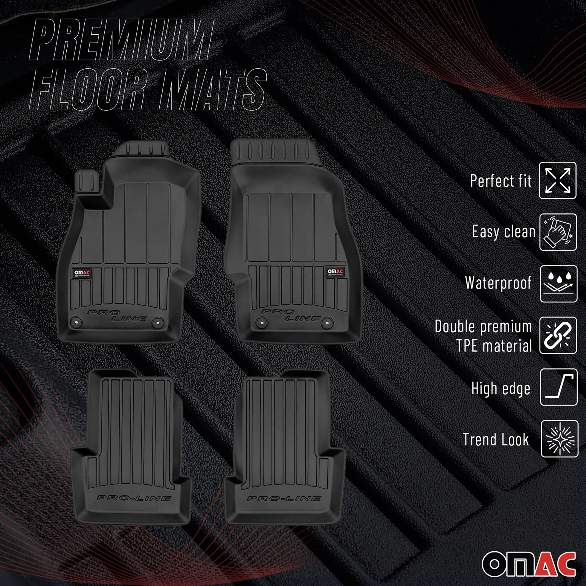 OMAC Gummi Fußmatten für Opel Corsa 2014-2019 Premium TPE Automatten Schwarz 4x - Image 2