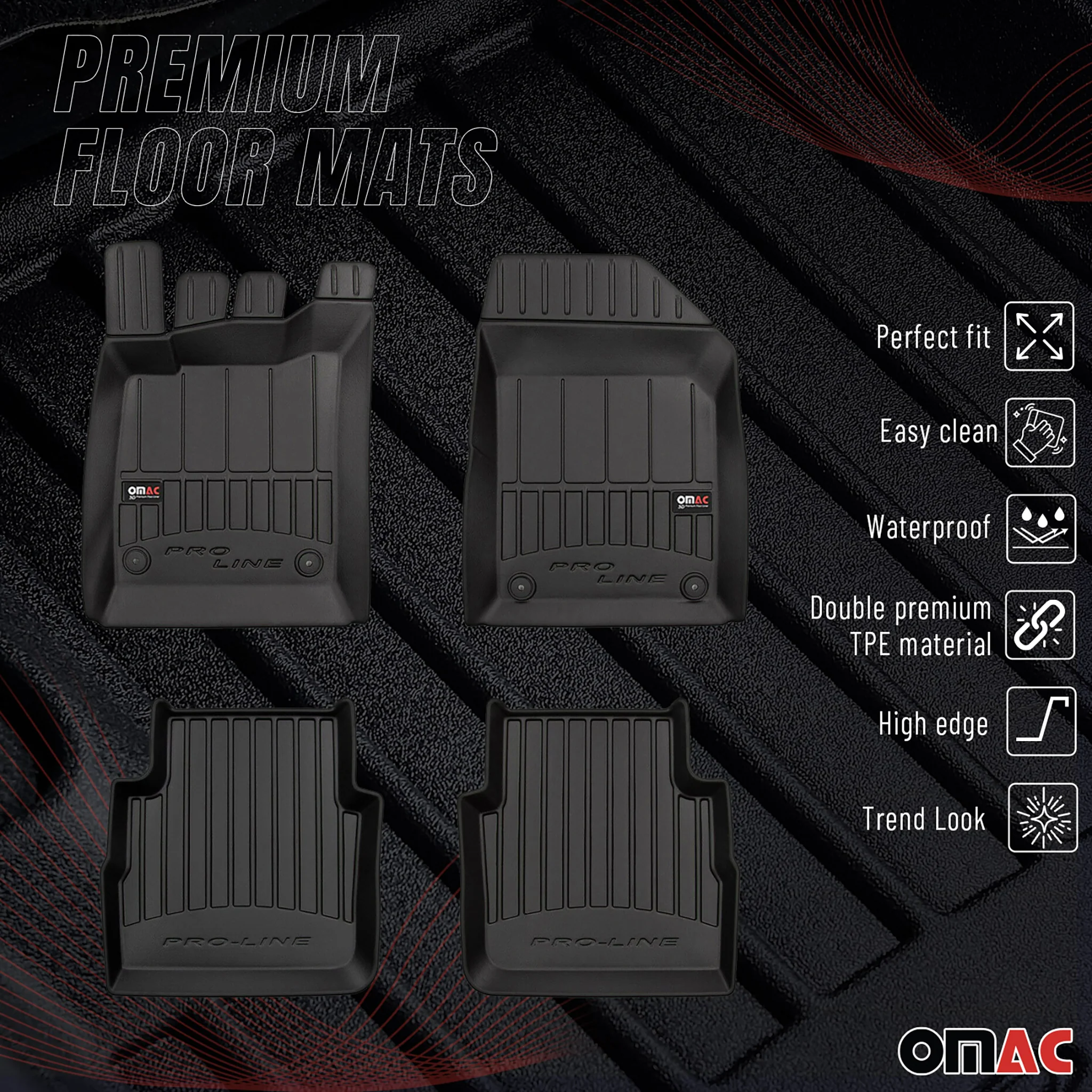 OMAC Gummi Fußmatten für Opel Vectra C Caravan 2002-2008 Premium TPE Schwarz 4x - Image 2