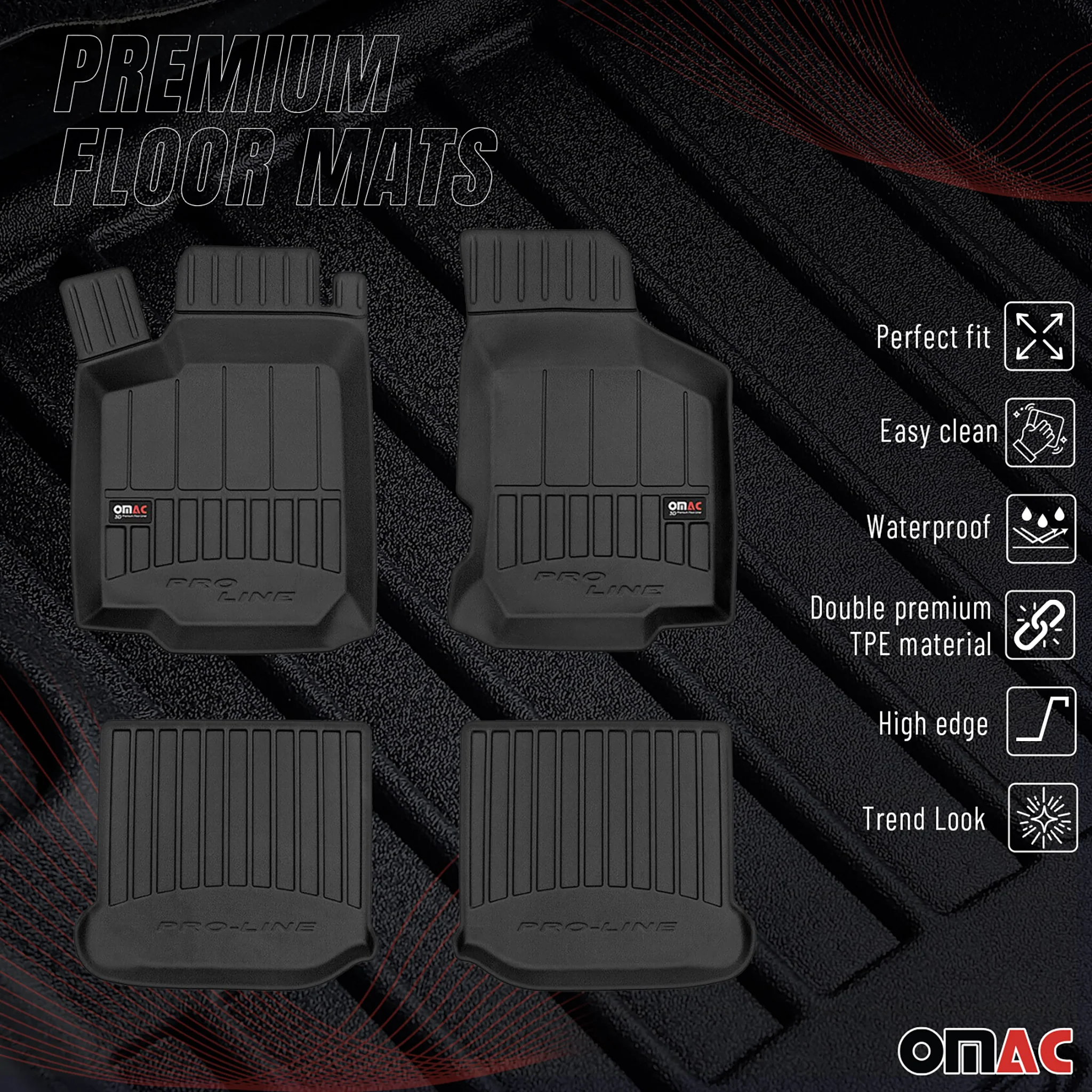 OMAC Gummi Fußmatten für VW New Beetle 1998-2010 Premium TPE Automatten 4tlg - Image 2
