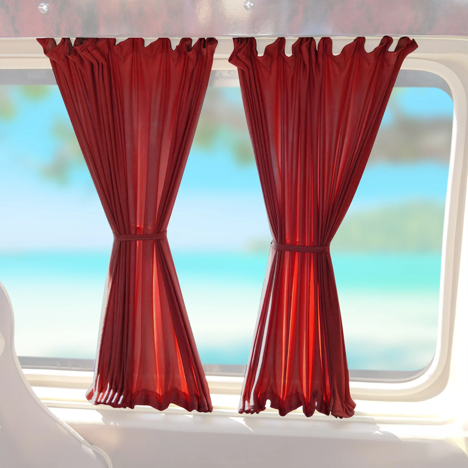 Gardine Sonnenschutz MAß für Ford Transit 2006-2014 Mittel Doppelhecktür Rot 6x