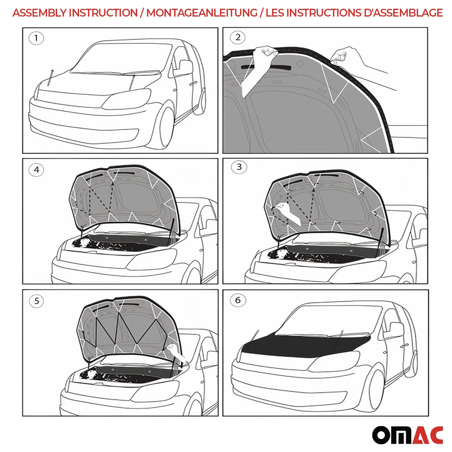 Haubenbra Bonnet Bra Steinschlagschutz für VW Caddy 2015-2020 Schwarz 1tlg - Image 3