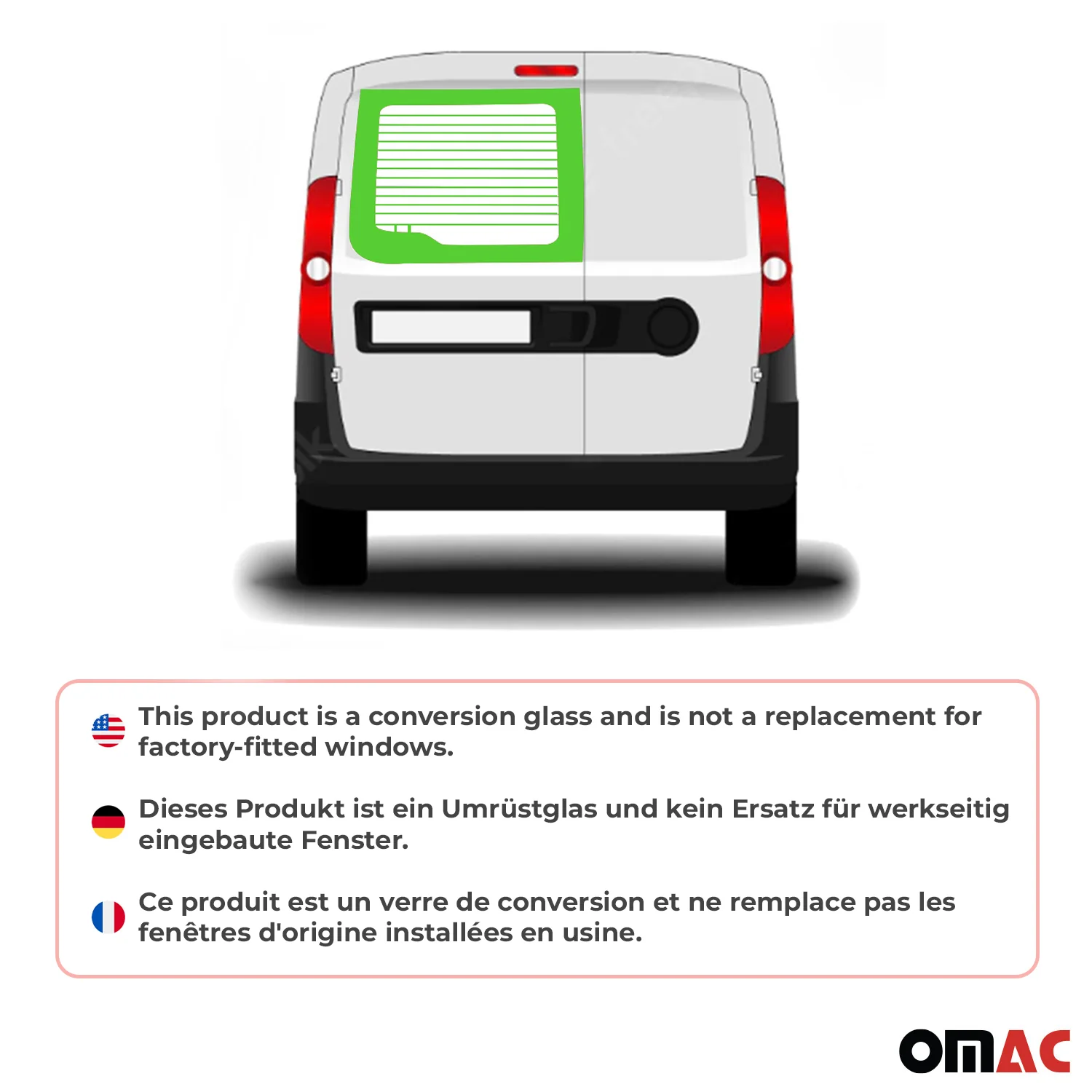 Heckscheibe Fenster für Fiat Doblo Maxi 2010-2021 Doppelflügeltür Links H2 Höhe - Image 2