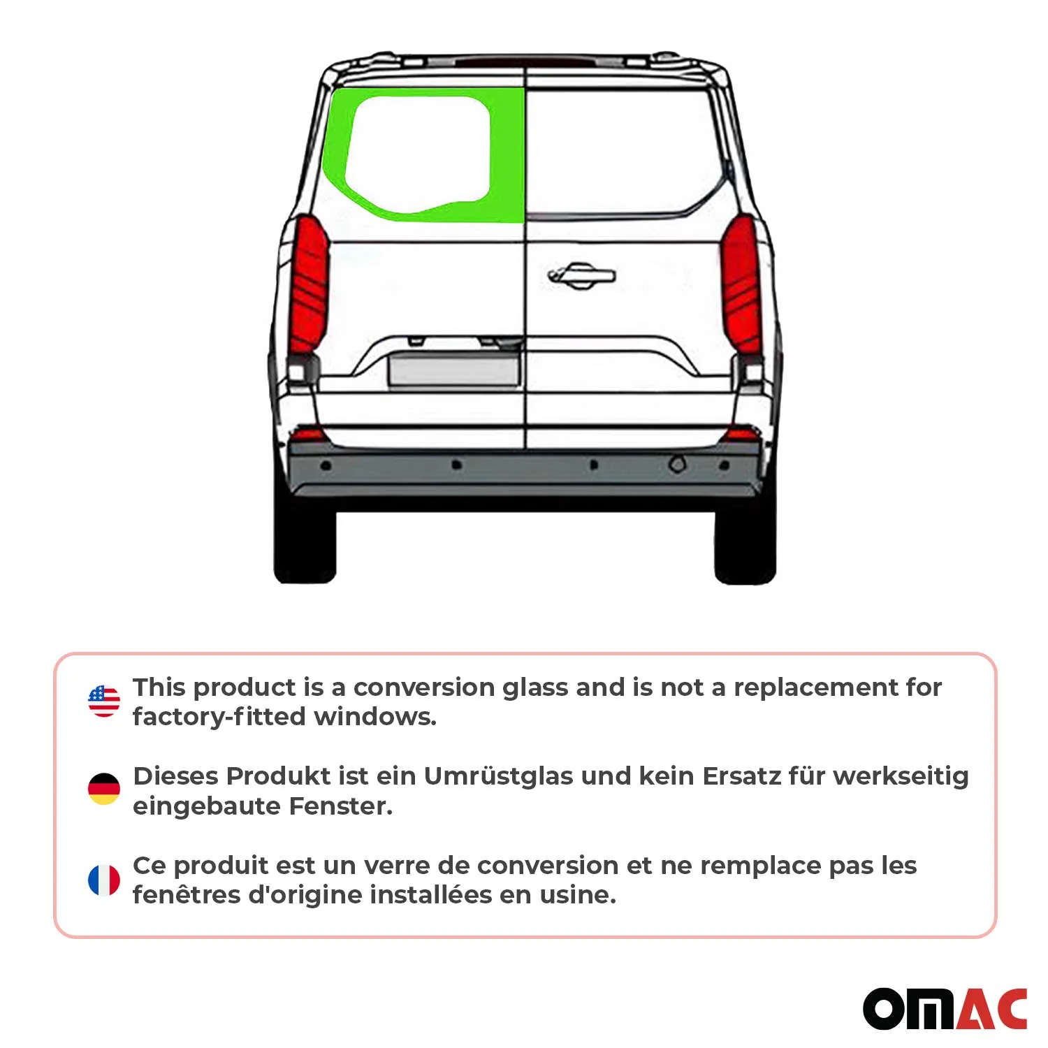 Heckscheibe Fenster für Ford Transit Custom ab 2023 Doppelflügeltür Links L1 L2 - Image 2